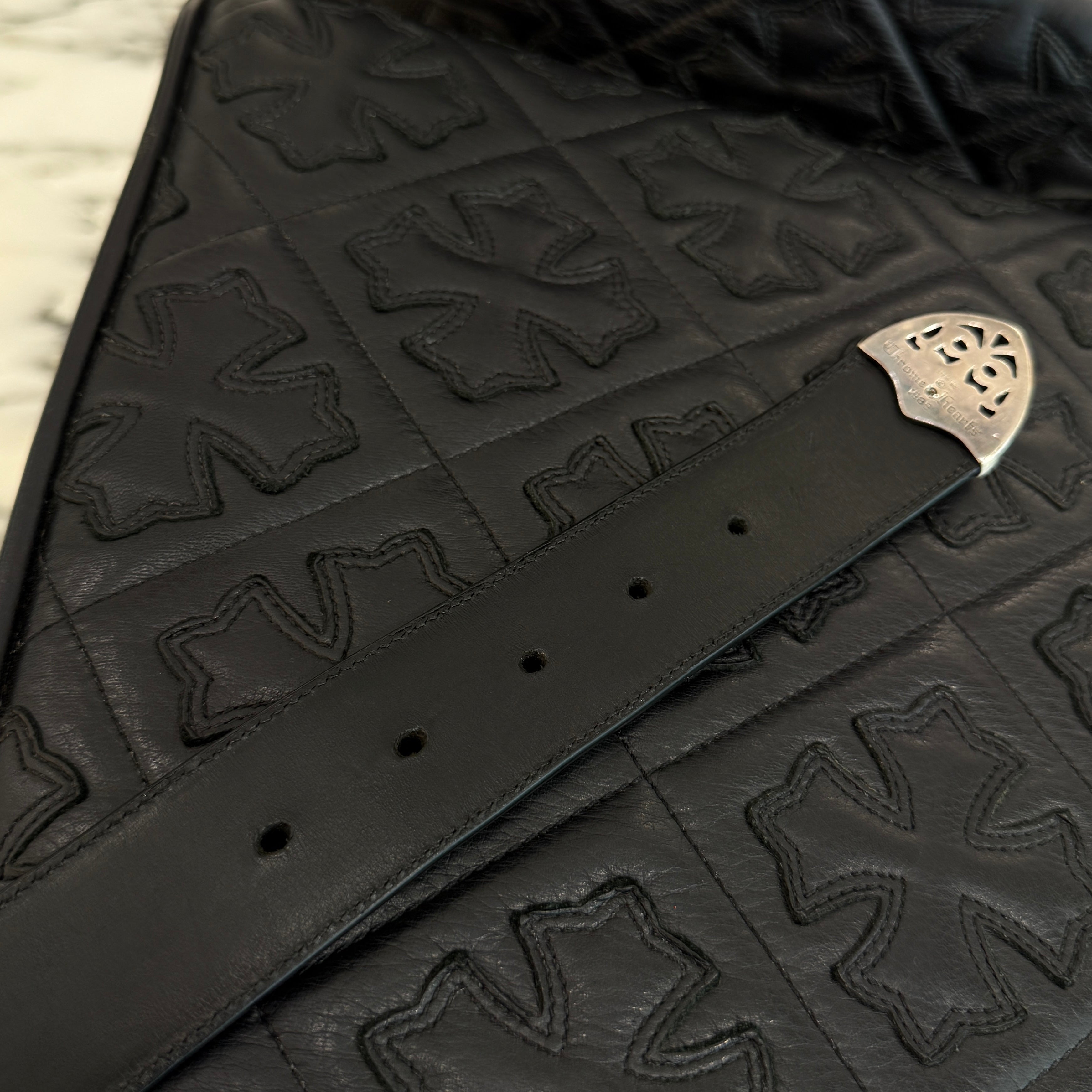 CHROME HEARTS 3PC Classic Leather Belt Size 32 Inch クロム