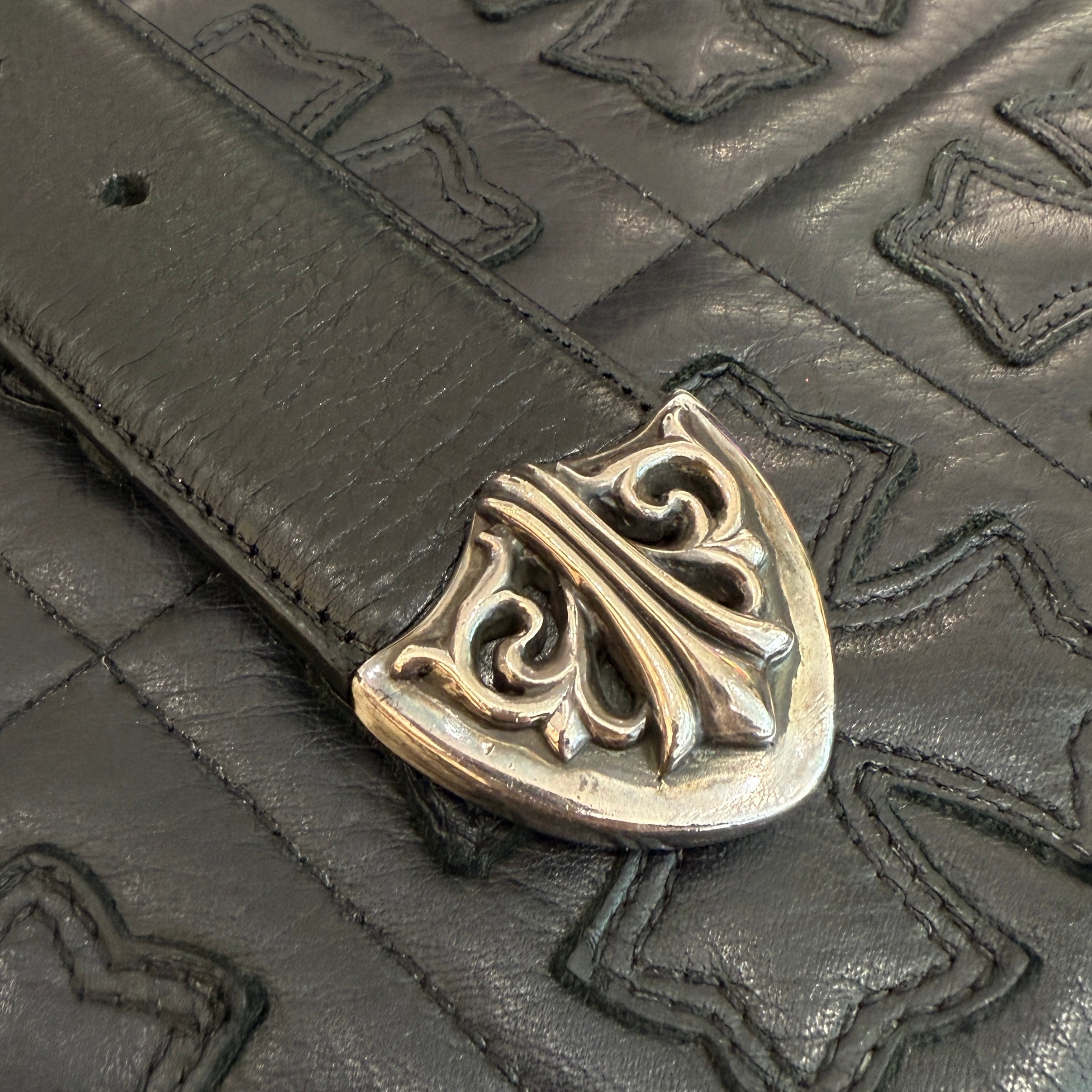 CHROME HEARTS 3PC Classic Leather Belt Size 32 Inch クロム