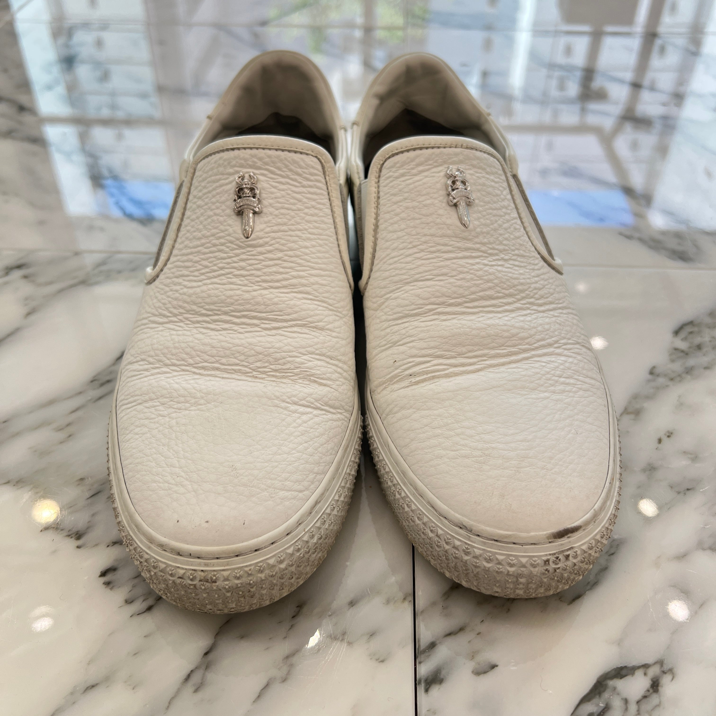 CHROME HEARTS CH Plus Leather Patch Dagger Slip On Size 41（26cm～26.5cm） クロムハーツ CHプラス レザーパッチ ダガー スリッポン サイズ41（26cm～26.5cm）