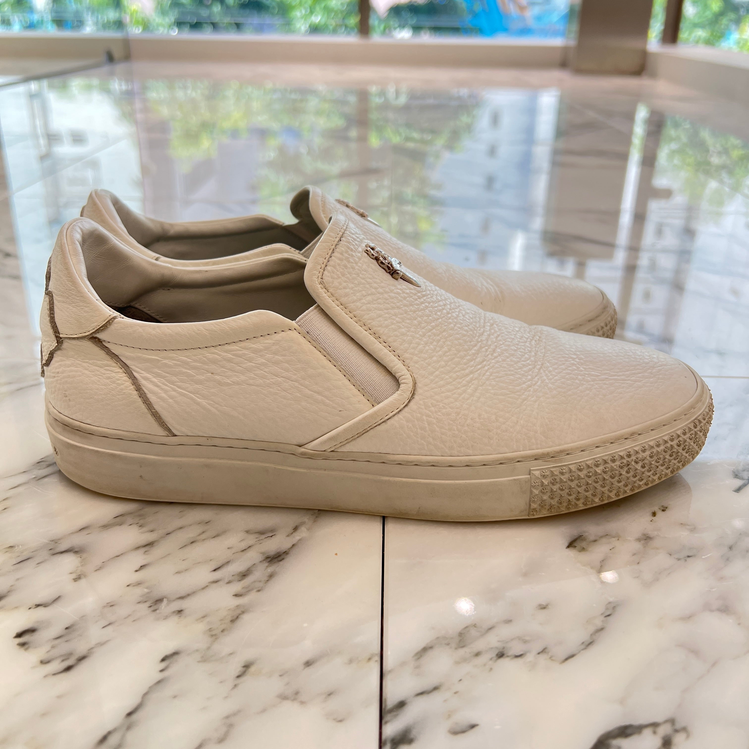 CHROME HEARTS CH Plus Leather Patch Dagger Slip On Size 41（26cm～26.5cm） クロムハーツ CHプラス レザーパッチ ダガー スリッポン サイズ41（26cm～26.5cm）