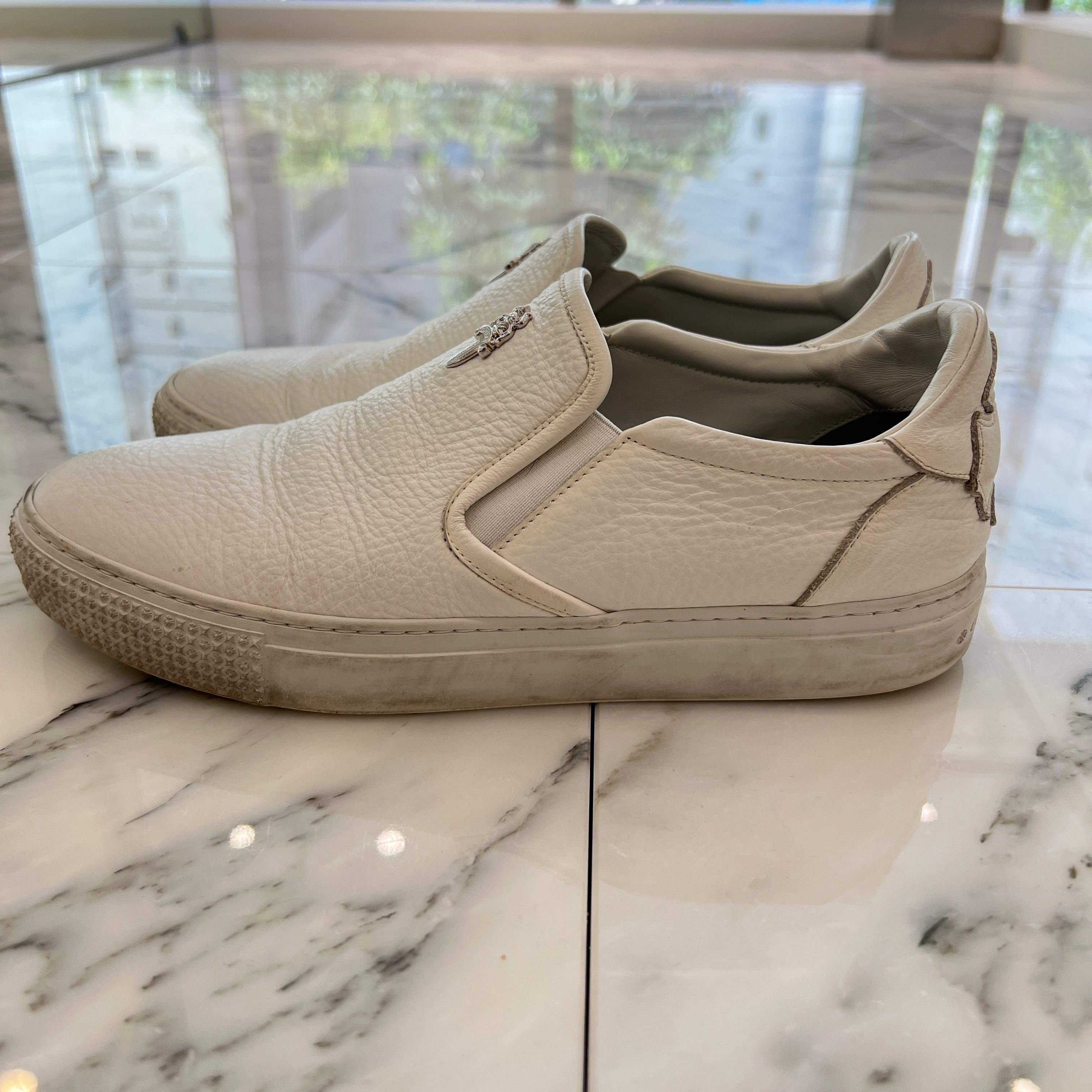 CHROME HEARTS CH Plus Leather Patch Dagger Slip On Size 41（26cm～26.5cm） クロムハーツ CHプラス レザーパッチ ダガー スリッポン サイズ41（26cm～26.5cm）