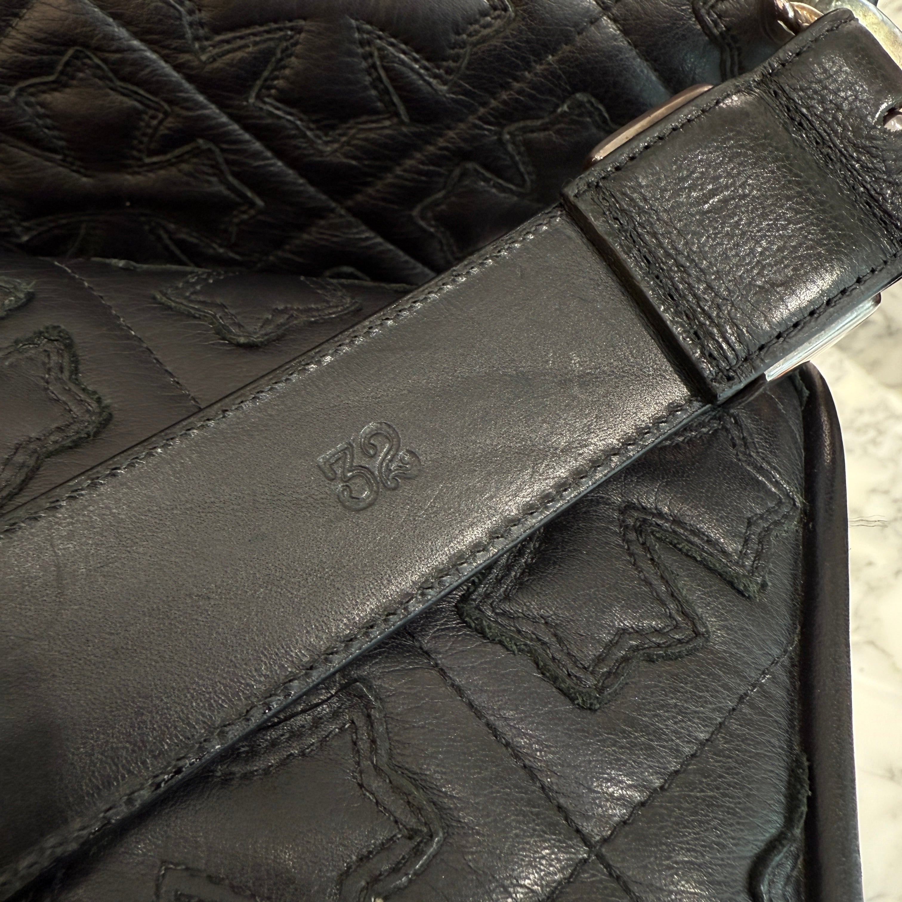 CHROME HEARTS 3PC Classic Leather Belt Size 32 Inch クロムハーツ 3PC クラシック レザーベルト サイズ32インチ