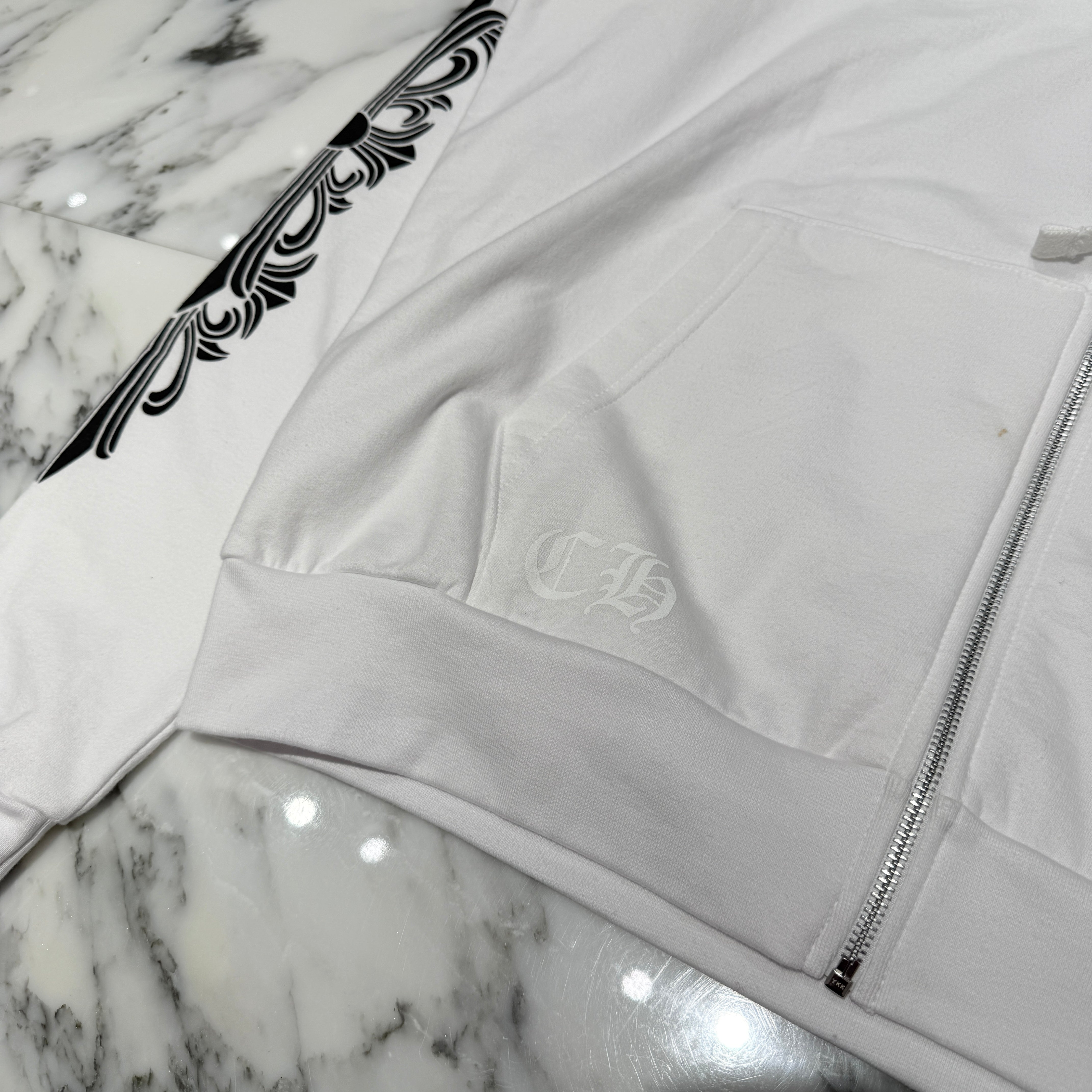 CHROME HEARTS Floral Cross Horseshoe Zip Up Hoodie Size L クロムハーツ フローラルクロス ホースシュー ジップアップフーディ サイズL