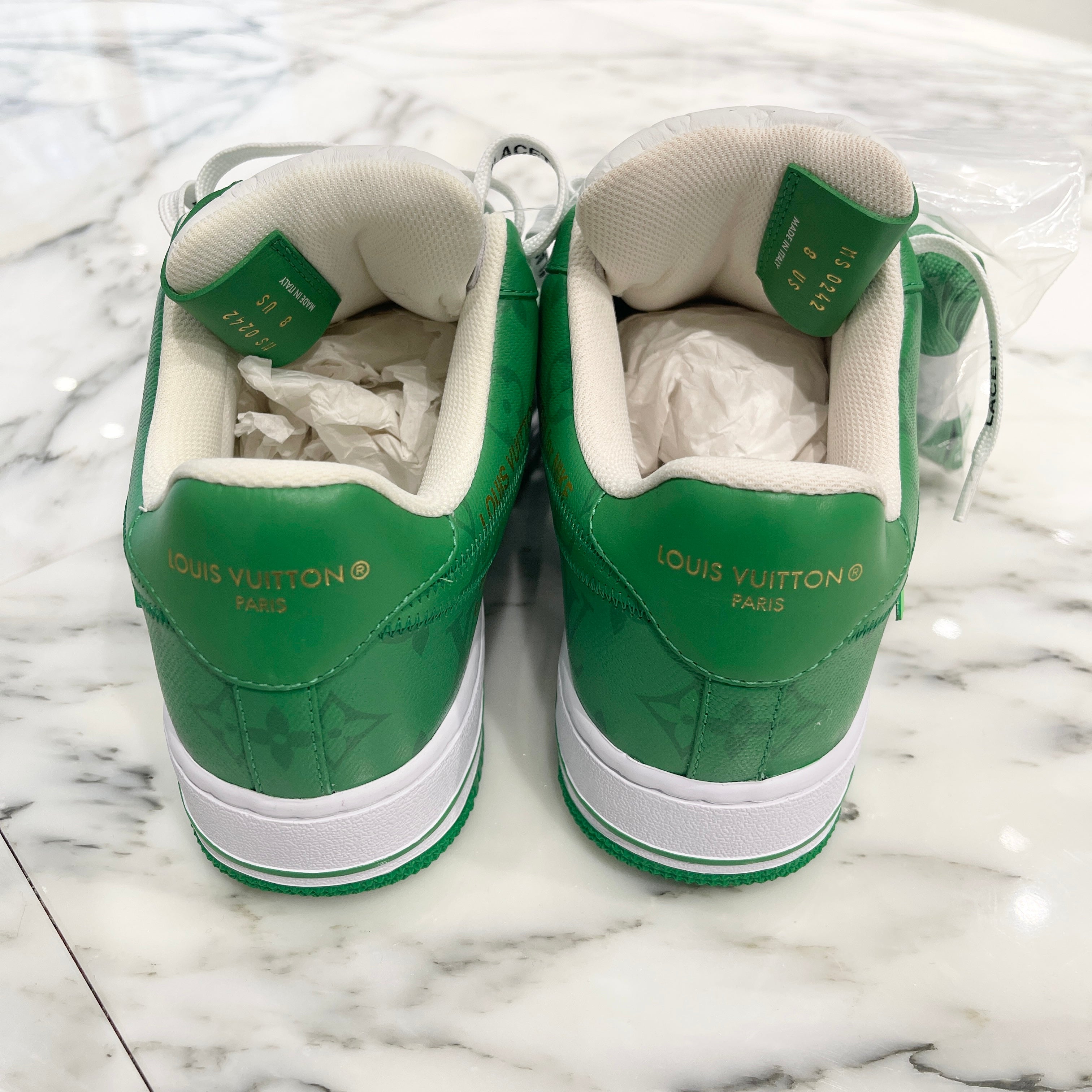 LOUIS VUITTON x NIKE 2022AW Air Force 1 Low by Virgil Abloh "White & Gym Green" Size US8 (26cm) ルイヴィトン×ナイキ エアーフォース1 ロー バイ ヴァージル・アブロー "ホワイト & ジム グリーン" サイズUS8 (26cm)
