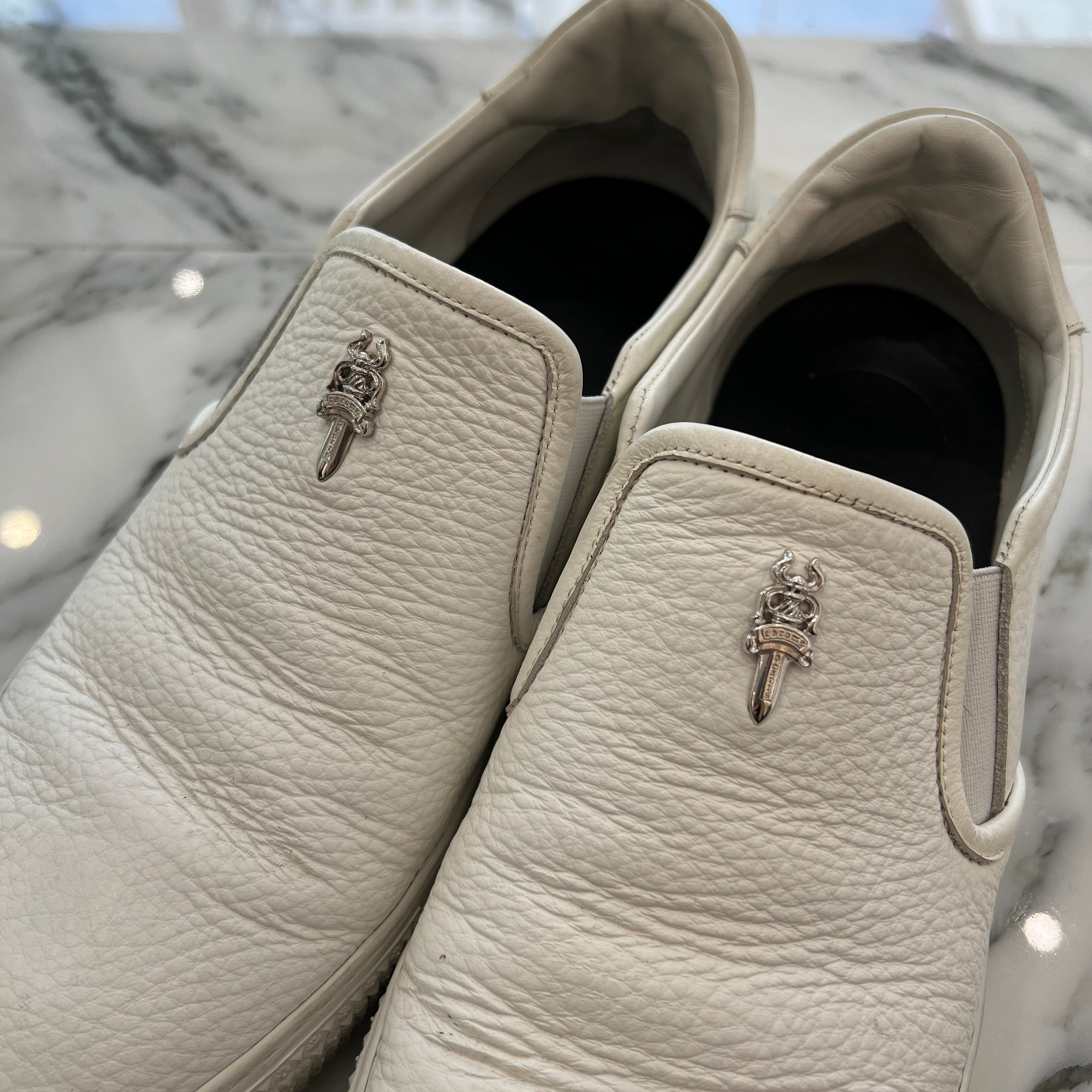 CHROME HEARTS CH Plus Leather Patch Dagger Slip On Size 41（26cm～26.5cm） クロムハーツ CHプラス レザーパッチ ダガー スリッポン サイズ41（26cm～26.5cm）