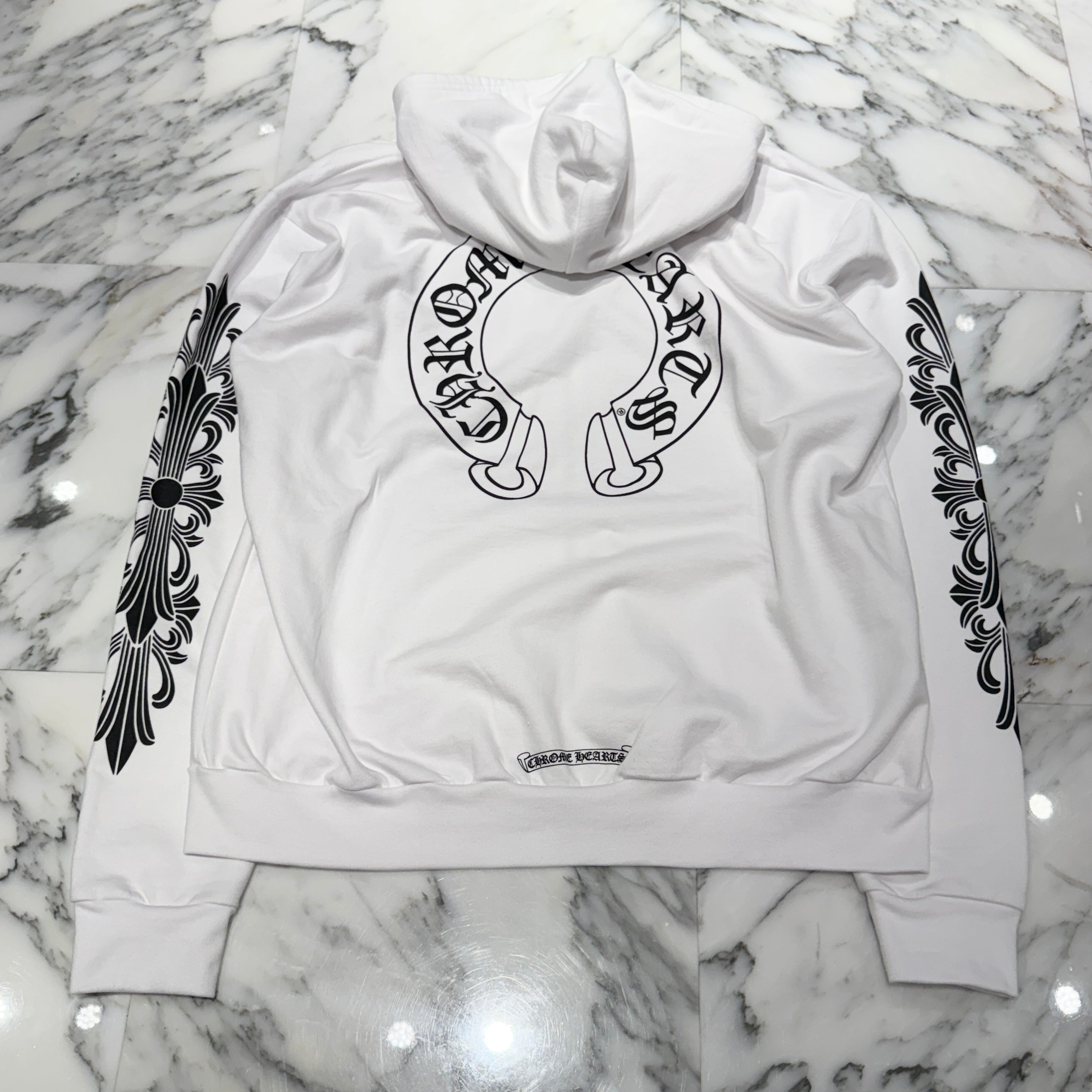 CHROME HEARTS Floral Cross Horseshoe Zip Up Hoodie Size L クロムハーツ フローラルクロス ホースシュー ジップアップフーディ サイズL