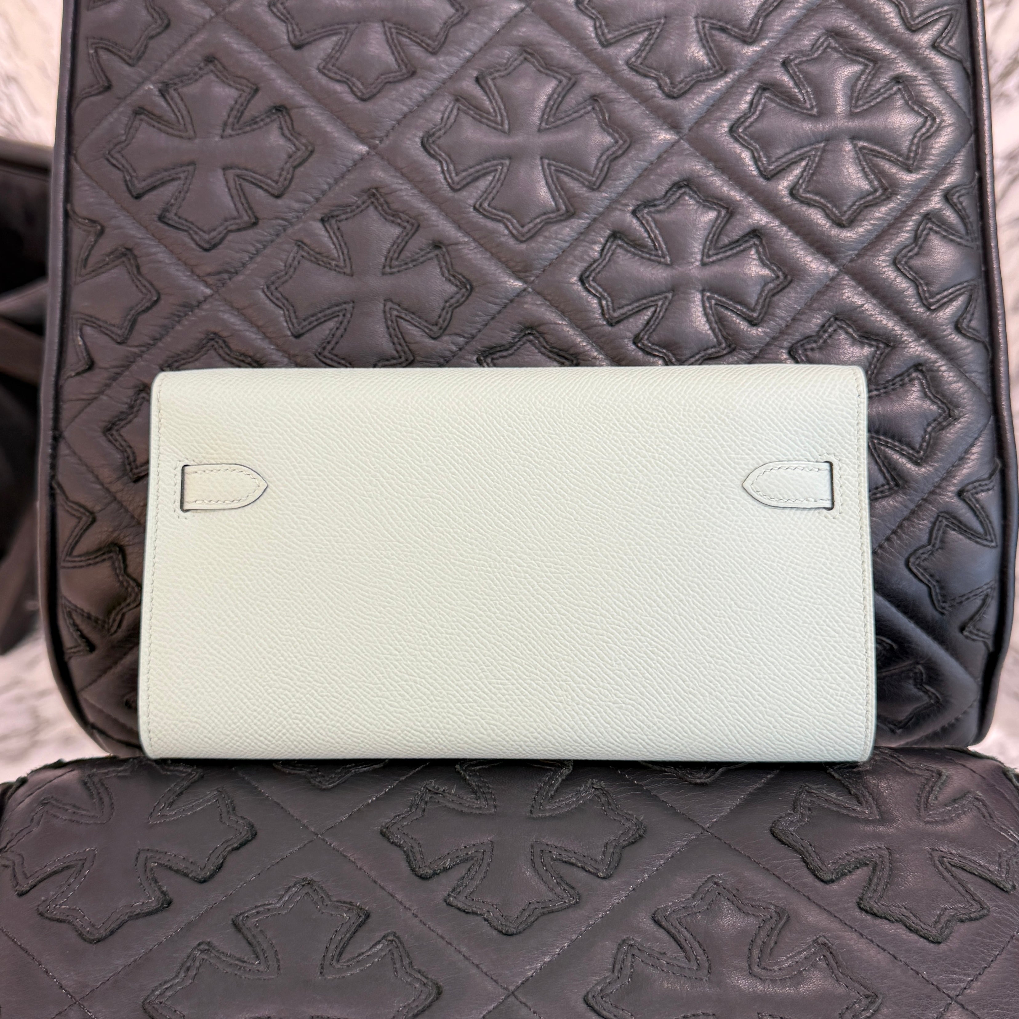 HERMES Kelly Wallet Long To Go "Vert Fizz" Leather Shoulder Bag K刻印 エルメス ケリー ウォレット ロングトゥゴー "ヴェールフィズ" レザーショルダーバッグ K刻印