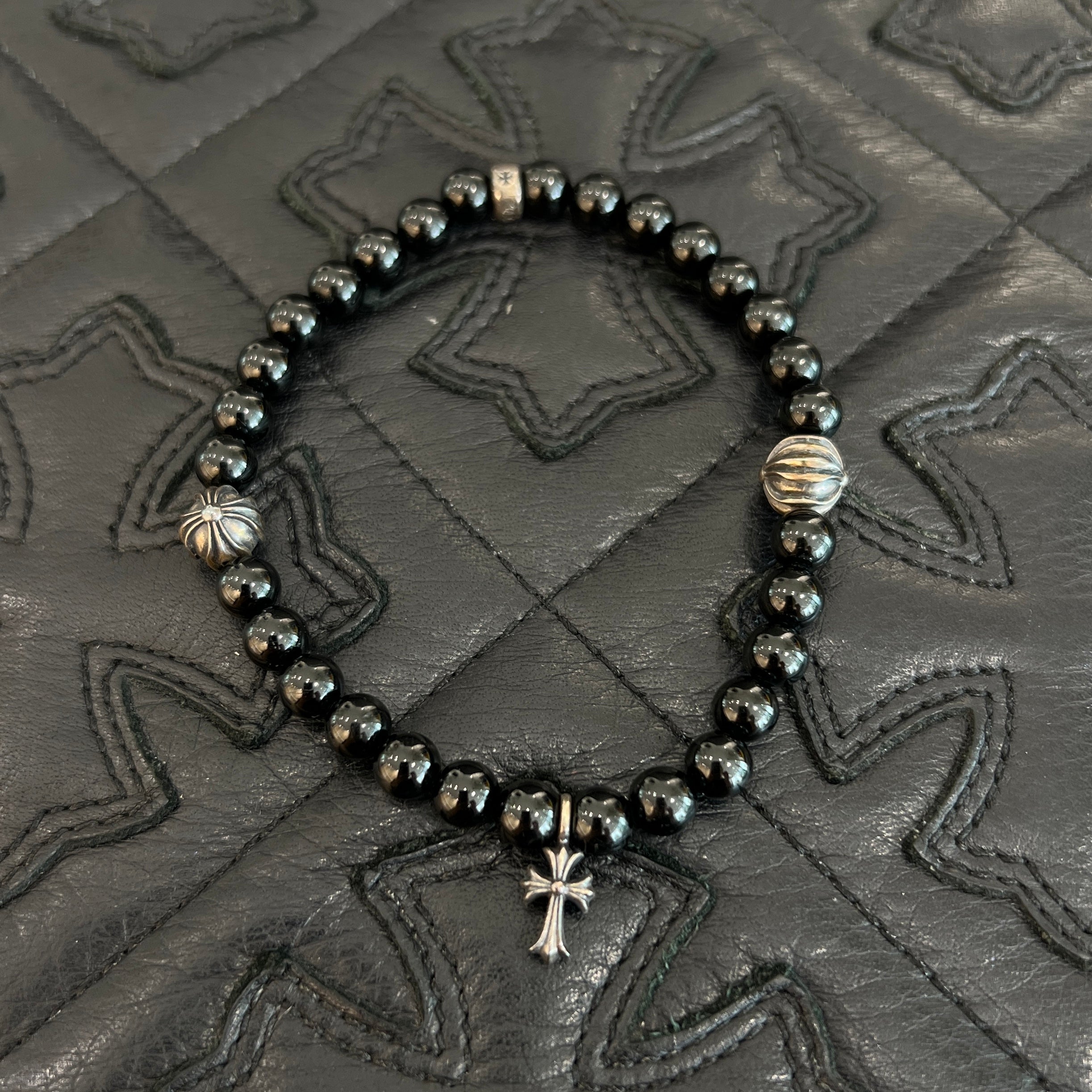 CHROME HEARTS CH Cross Ball Beads Bracelet クロムハーツ CHクロス ボール ビーズブレスレット
