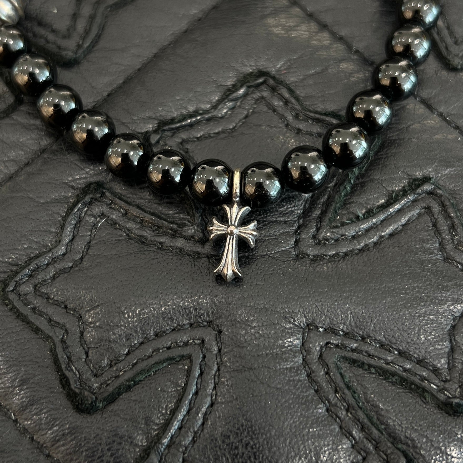 CHROME HEARTS CH Cross Ball Beads Bracelet クロムハーツ CHクロス ボール ビーズブレスレット