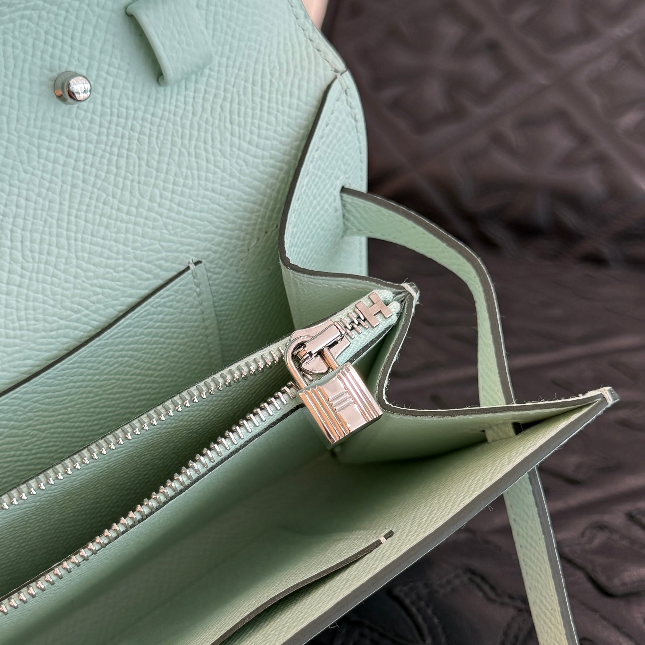 HERMES Kelly Wallet Long To Go "Vert Fizz" Leather Shoulder Bag K刻印 エルメス ケリー ウォレット ロングトゥゴー "ヴェールフィズ" レザーショルダーバッグ K刻印