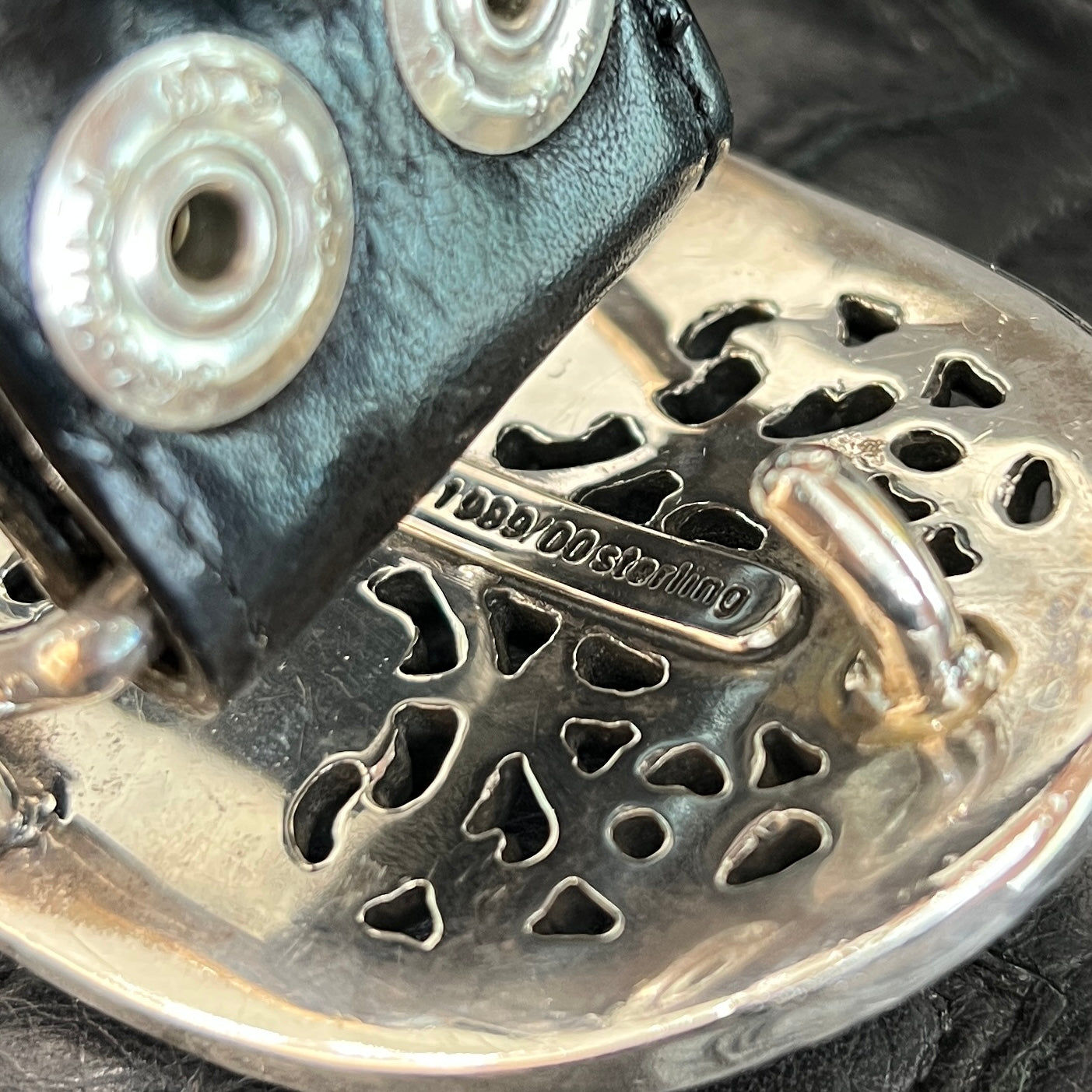 CHROME HEARTS Classic Oval Cross Belt Buckle Scroll Label Rivets Leather Belt Size 32 クロムハーツ クラシックオーバルクロス ベルトバックル スクロールラベル リベッツ レザー ベルト 5穴 サイズ32