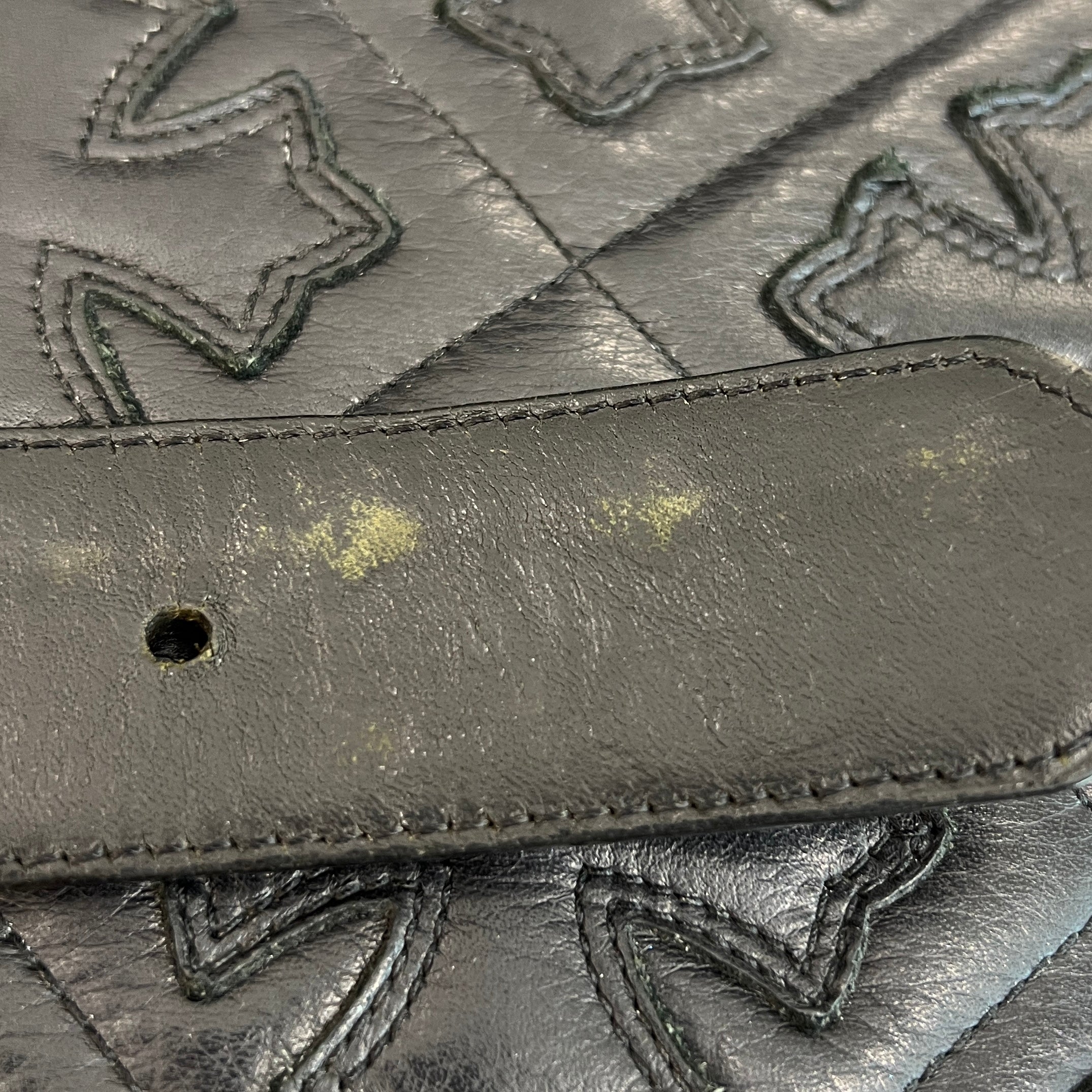 CHROME HEARTS Classic Oval Cross Belt Buckle Scroll Label Rivets Leather Belt Size 32 クロムハーツ クラシックオーバルクロス ベルトバックル スクロールラベル リベッツ レザー ベルト 5穴 サイズ32