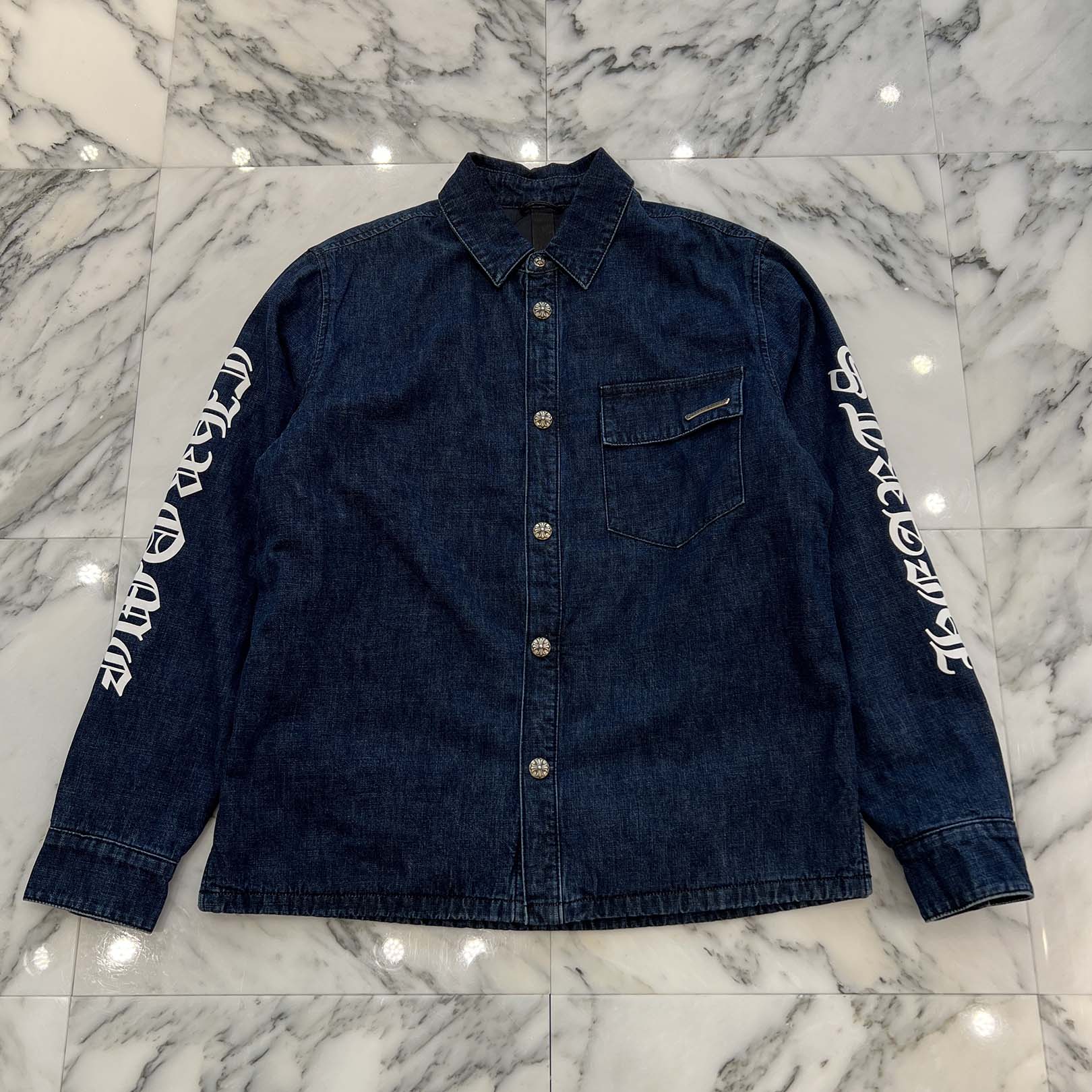 CHROME HEARTS WORK'N SHIRT GARAGE WASH DENIM JACKET Size M クロム
