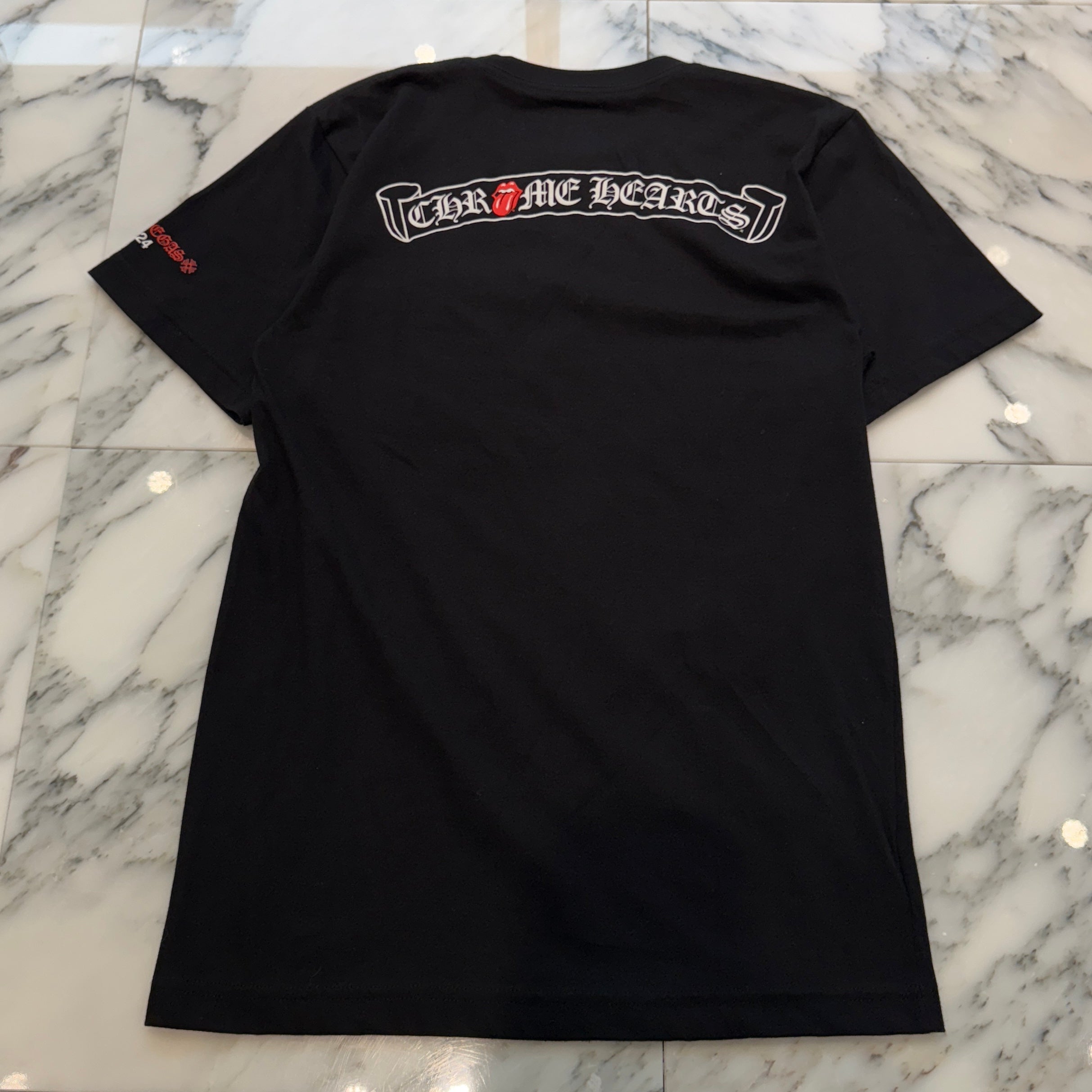 CHROME HEARTS × The Rolling Stones 2024SS Lip Tan Neck Logo Back Scroll Tee Size L クロムハーツ × ローリングストーンズ リップアンドタン ネックロゴ バックスクロール Tシャツ サイズL