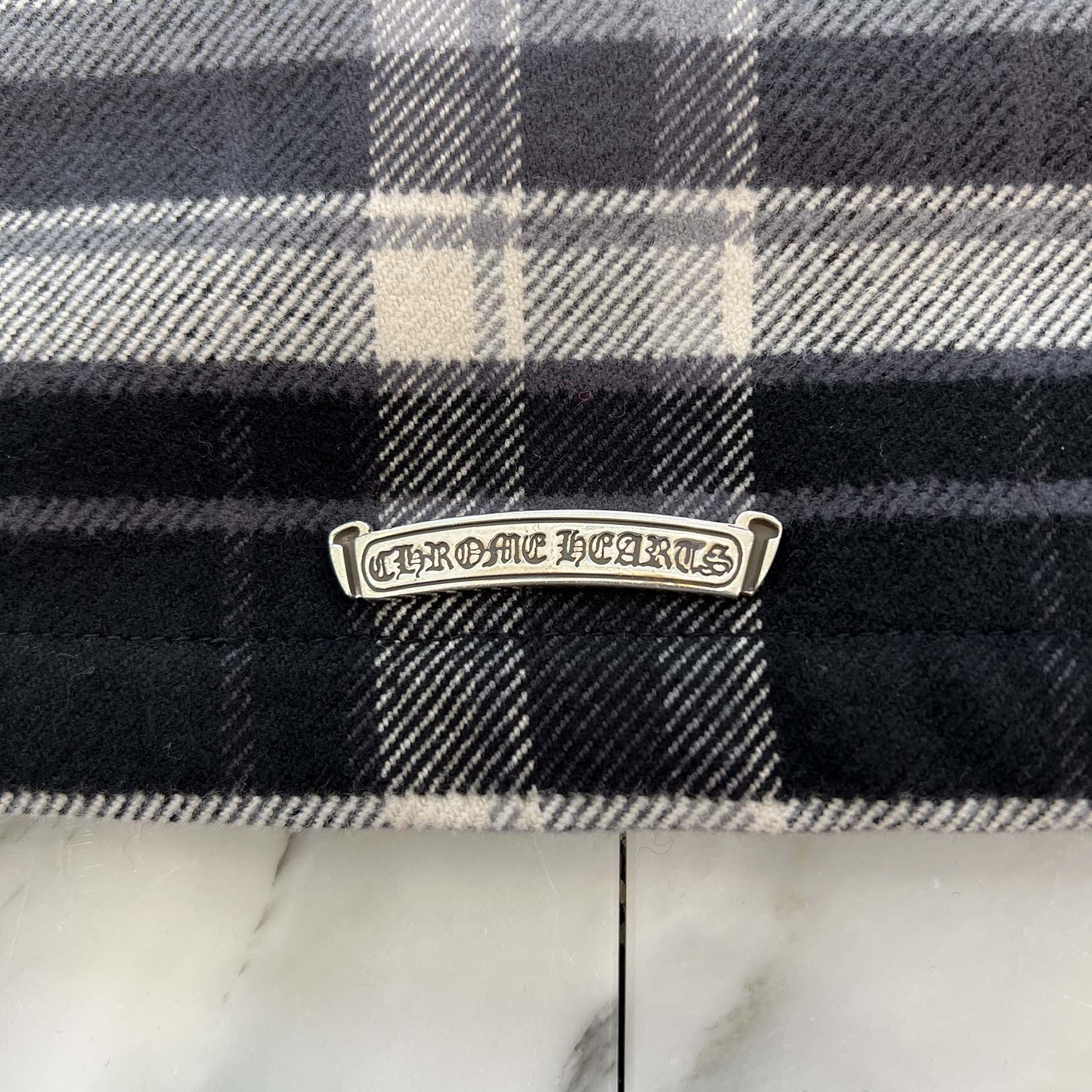 CHROME HEARTS Y NOT Cross Ball Button Check Shirt Jacket Size XL クロムハーツ ワイノット クロスボールボタン チェック シャツ ジャケット サイズXL