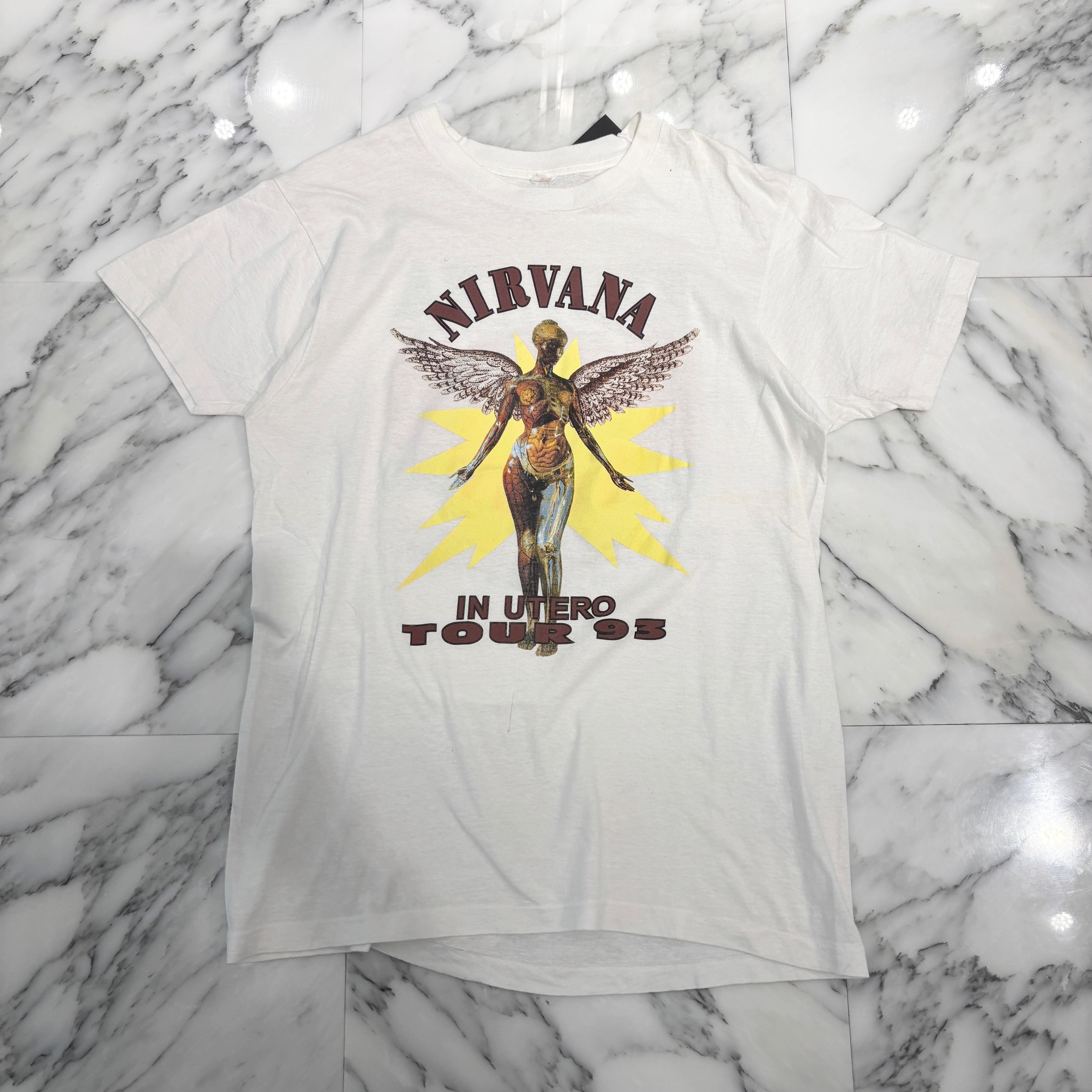 Vintage 90's NIRVANA "In Utero World Tour 93-94"  Bootleg S/S Tee Size XL 90's ニルヴァーナ "インユーテロ ワールドツアー 93-94" ブートレッグ Tシャツ サイズXL