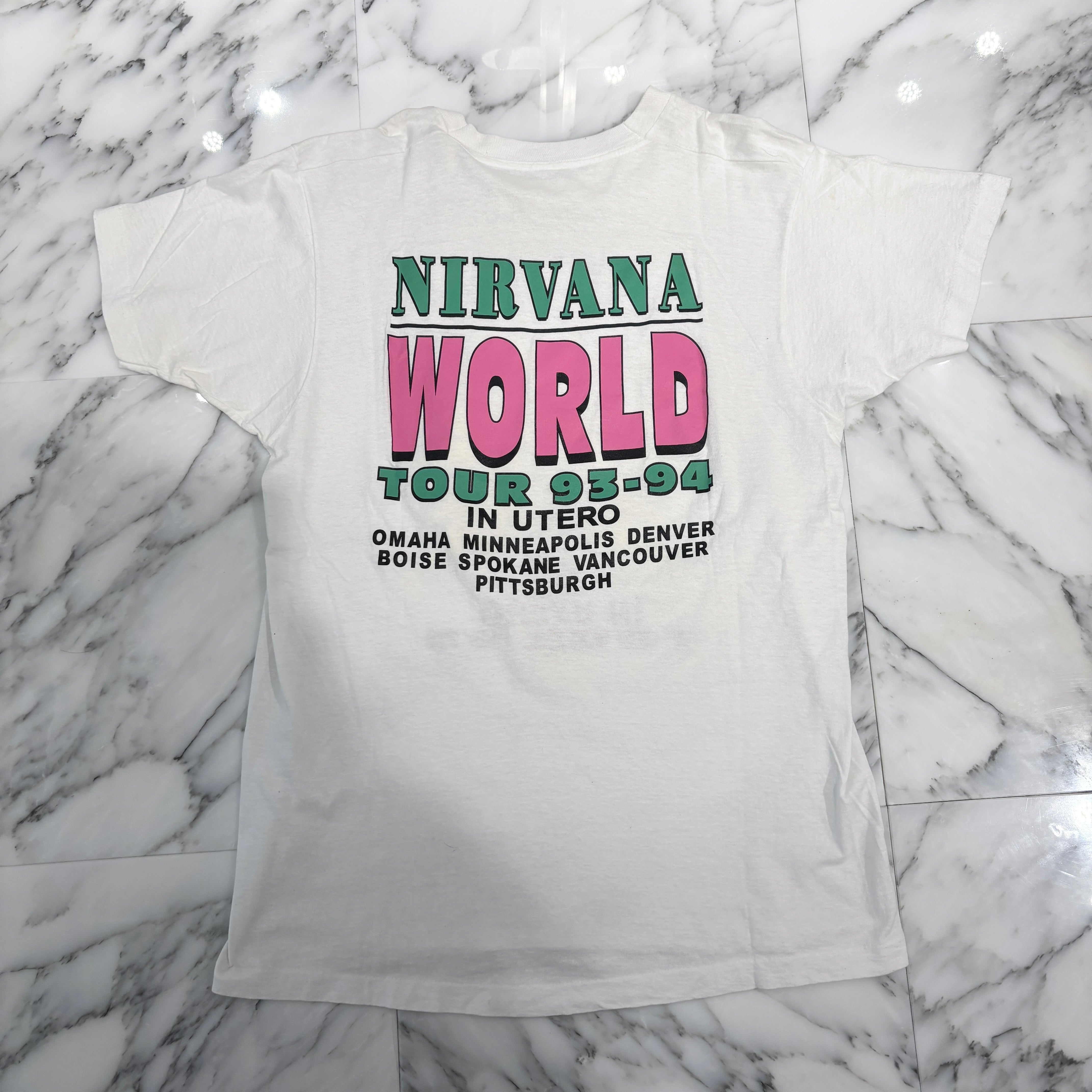 Vintage 90's NIRVANA "In Utero World Tour 93-94"  Bootleg S/S Tee Size XL 90's ニルヴァーナ "インユーテロ ワールドツアー 93-94" ブートレッグ Tシャツ サイズXL