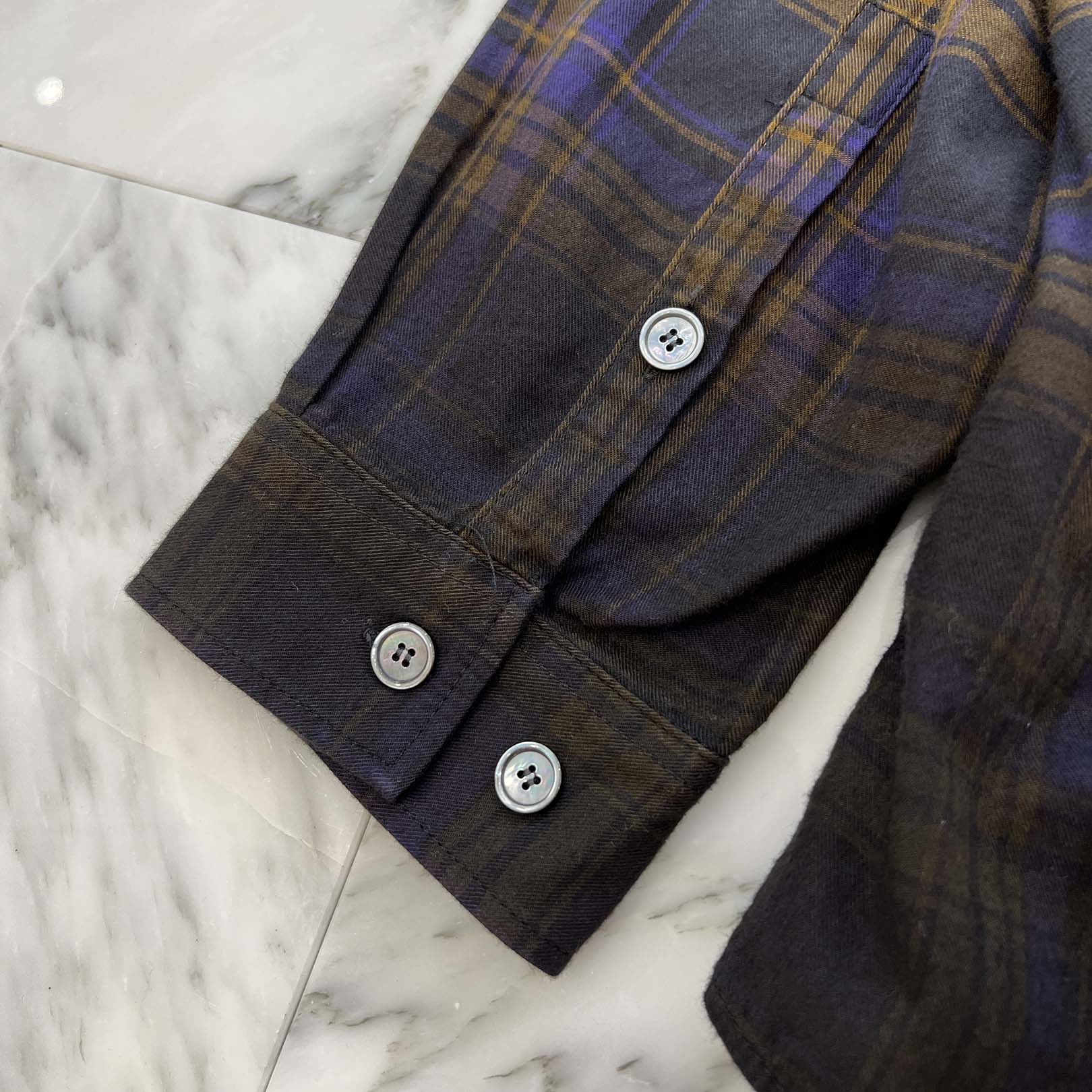 Acne Studios 2024AW Denim Docking Check Long Sleeve Shirt FN-MN-SHIR000804 Size 46 アクネストゥディオズ デニムドッキングチェック長袖シャツ サイズ46