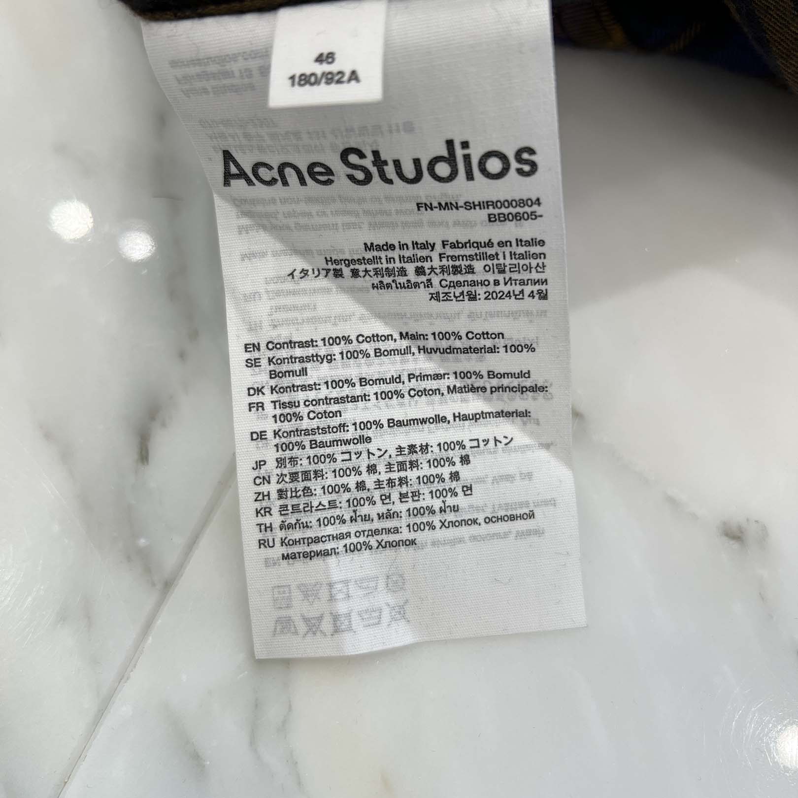 Acne Studios 2024AW Denim Docking Check Long Sleeve Shirt FN-MN-SHIR000804 Size 46 アクネストゥディオズ デニムドッキングチェック長袖シャツ サイズ46