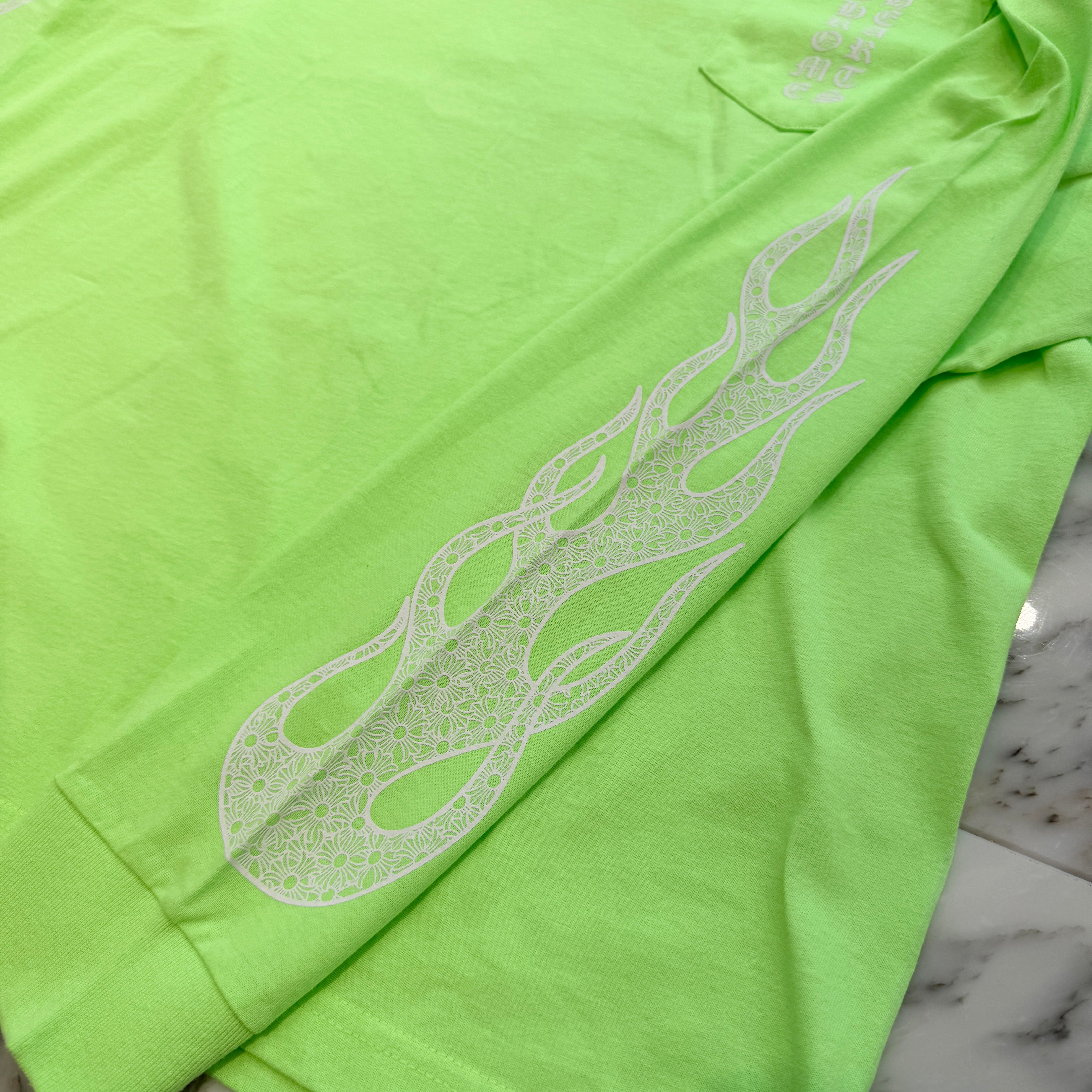 CHROME HEARTS Vertical Logo Flame Plus Pocket Long Sleeve Tee Size XL クロムハーツ ヴァーティカルロゴ フレームプラスポケットロングスリーブ Tシャツ サイズXL