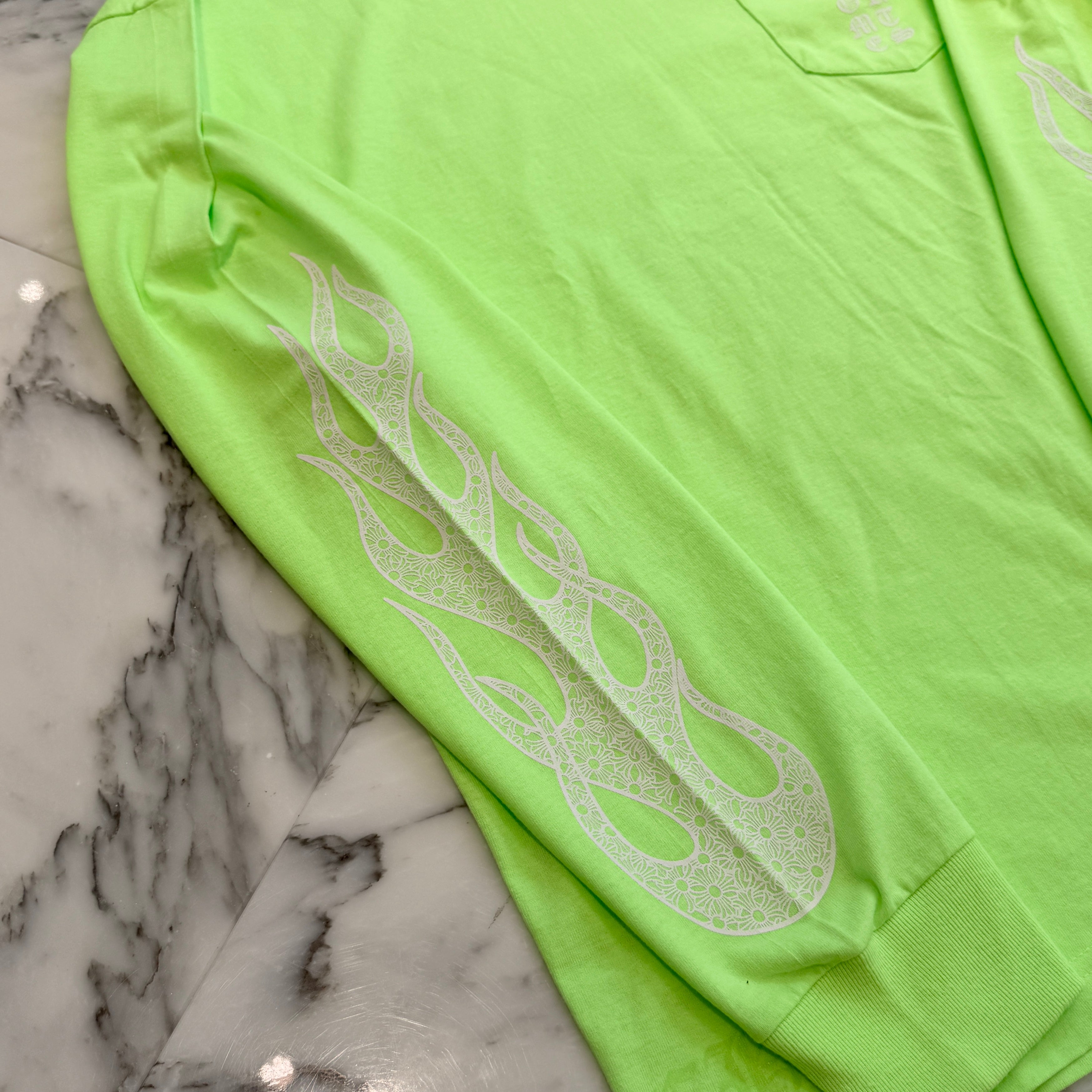 CHROME HEARTS Vertical Logo Flame Plus Pocket Long Sleeve Tee Size XL クロムハーツ ヴァーティカルロゴ フレームプラスポケットロングスリーブ Tシャツ サイズXL