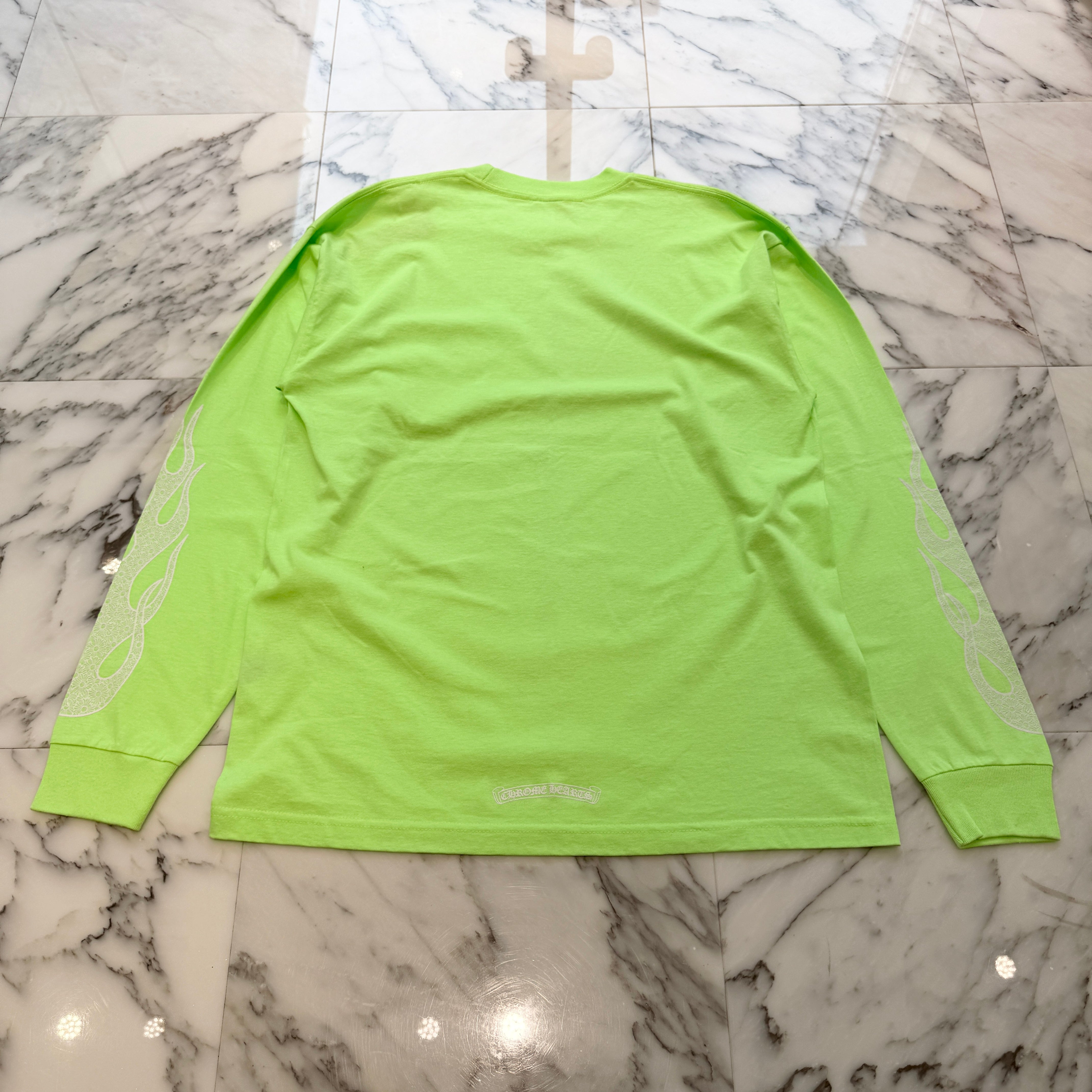 CHROME HEARTS Vertical Logo Flame Plus Pocket Long Sleeve Tee Size XL クロムハーツ ヴァーティカルロゴ フレームプラスポケットロングスリーブ Tシャツ サイズXL