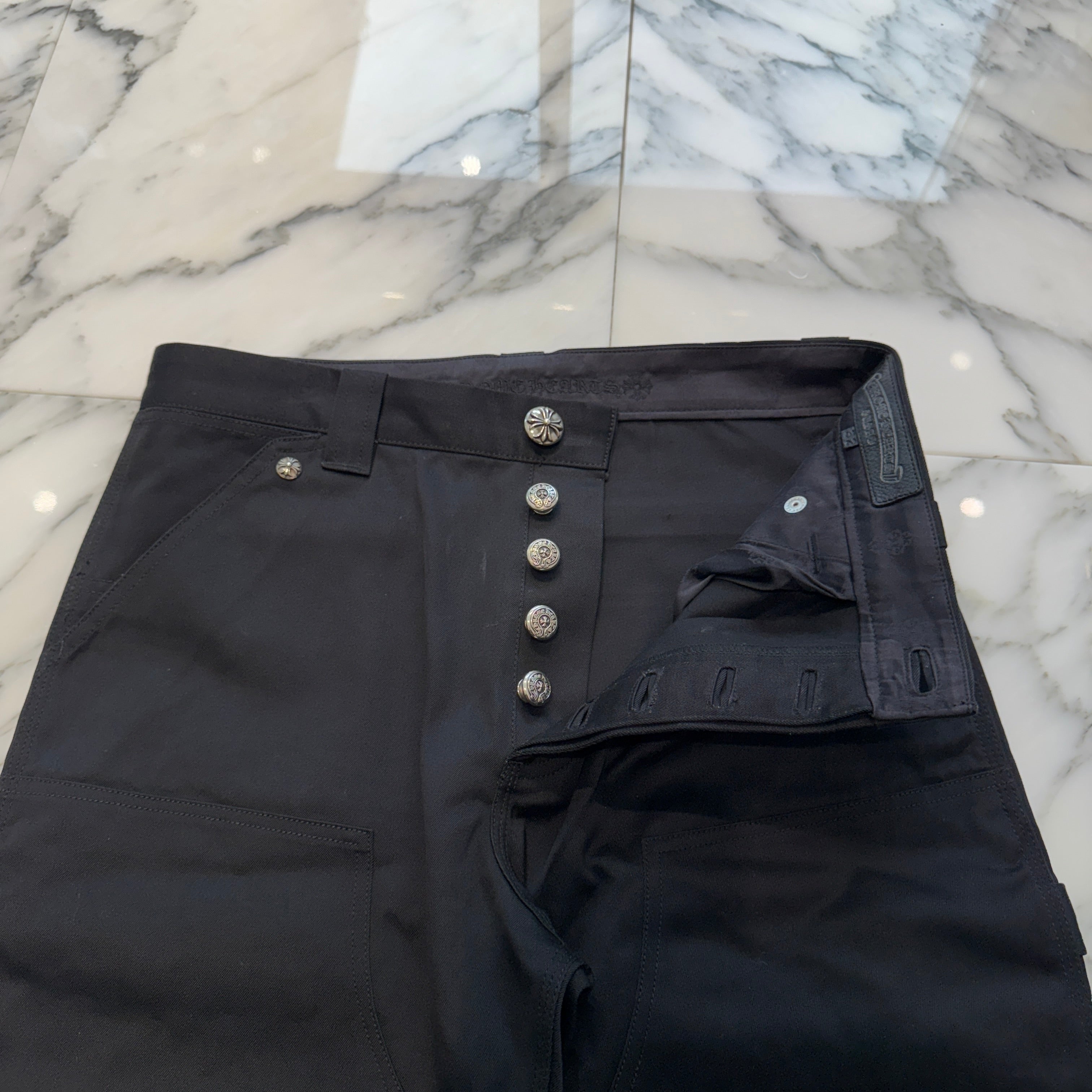 クロムハーツ CARPENTER CNVS BLK サイズ 32 CHROME HEARTS Carpenter Cross Ball Button Denim Pants Size