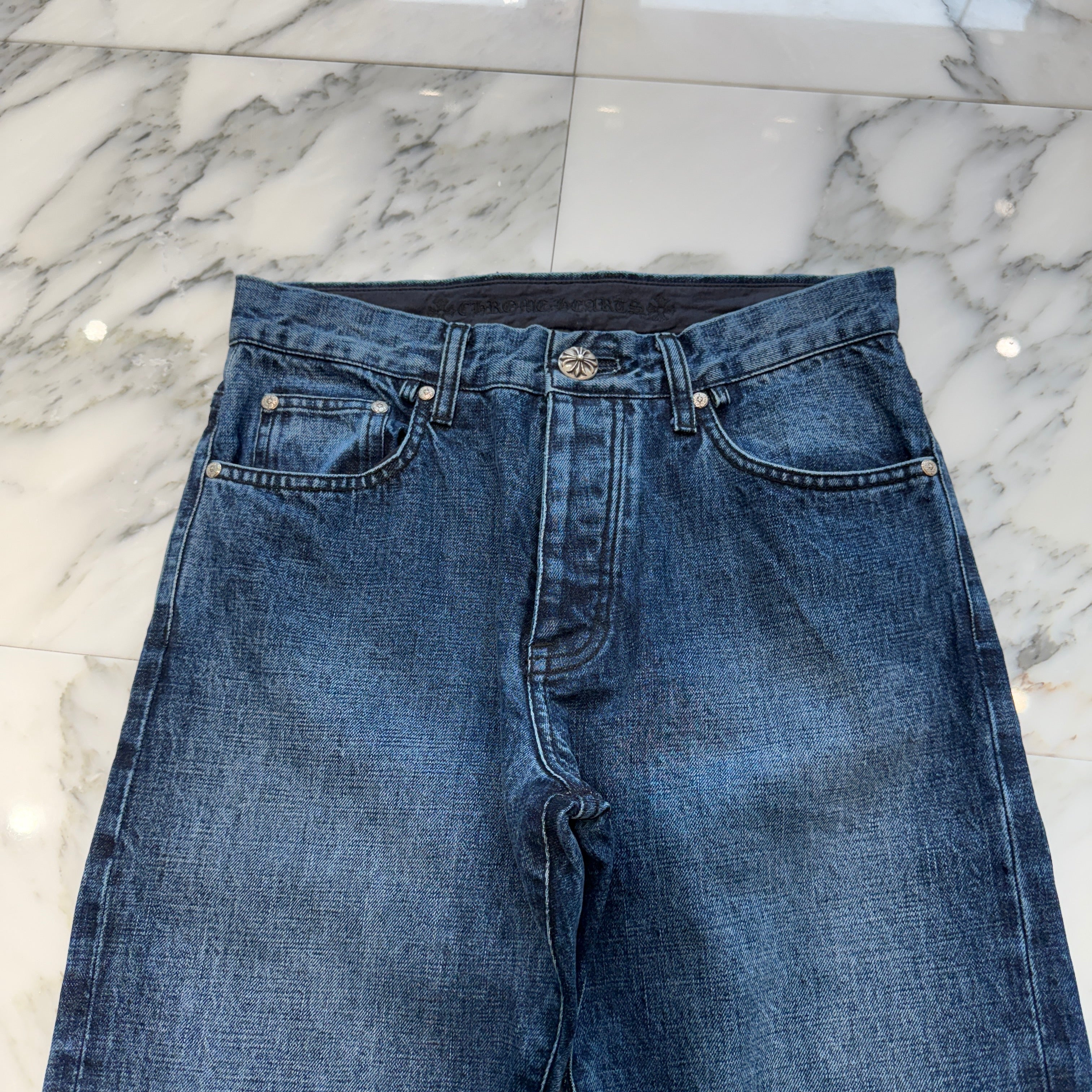 CHROME HEARTS Cross Ball Button Denim Pants Size 31 クロムハーツ