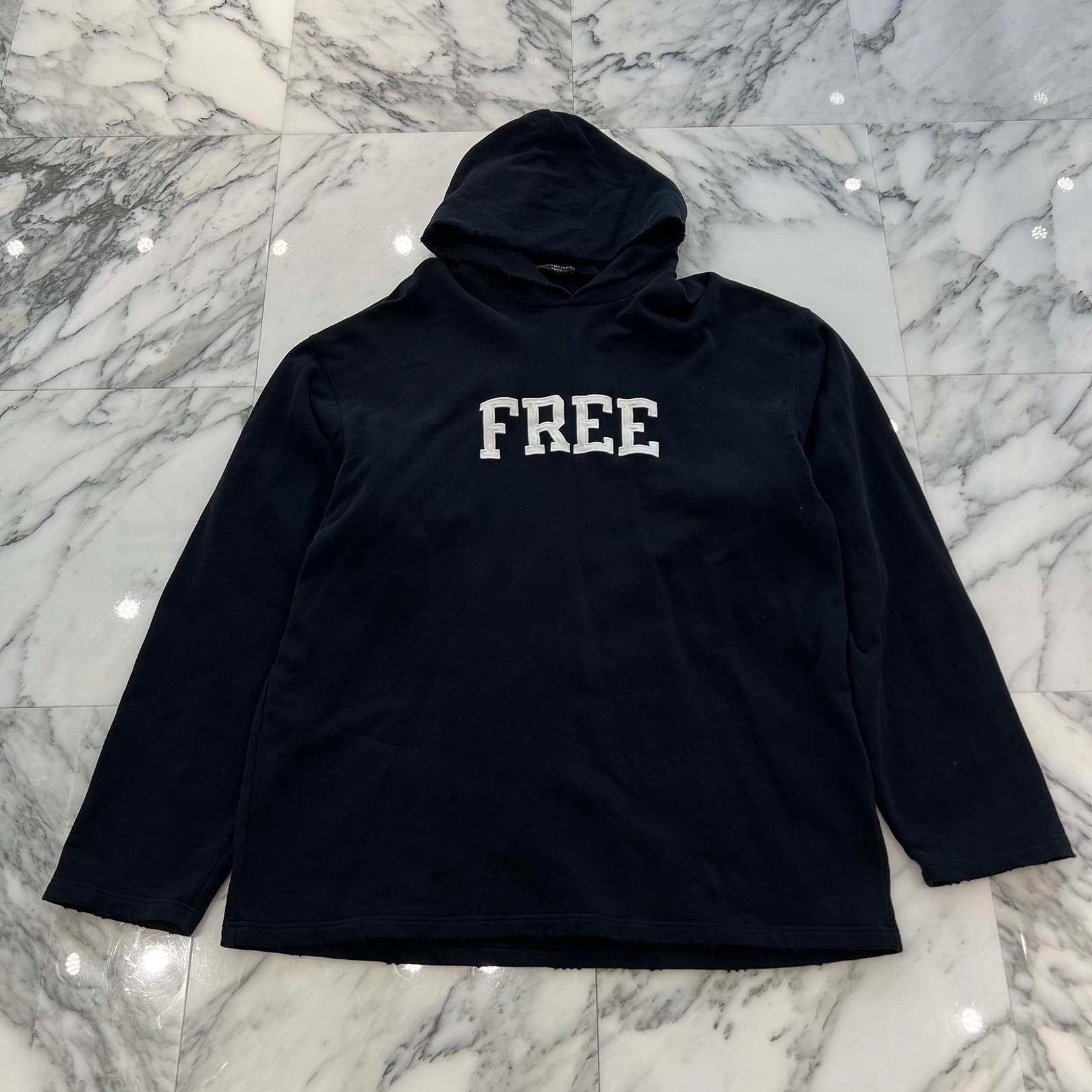 BALENCIAGA 2021AW FREE Embroidery No Rib Pullover Hoodie 661711 TKVD4 Size S バレンシアガ FREE刺繍 ノーリブ プルオーバーフーディー サイズS