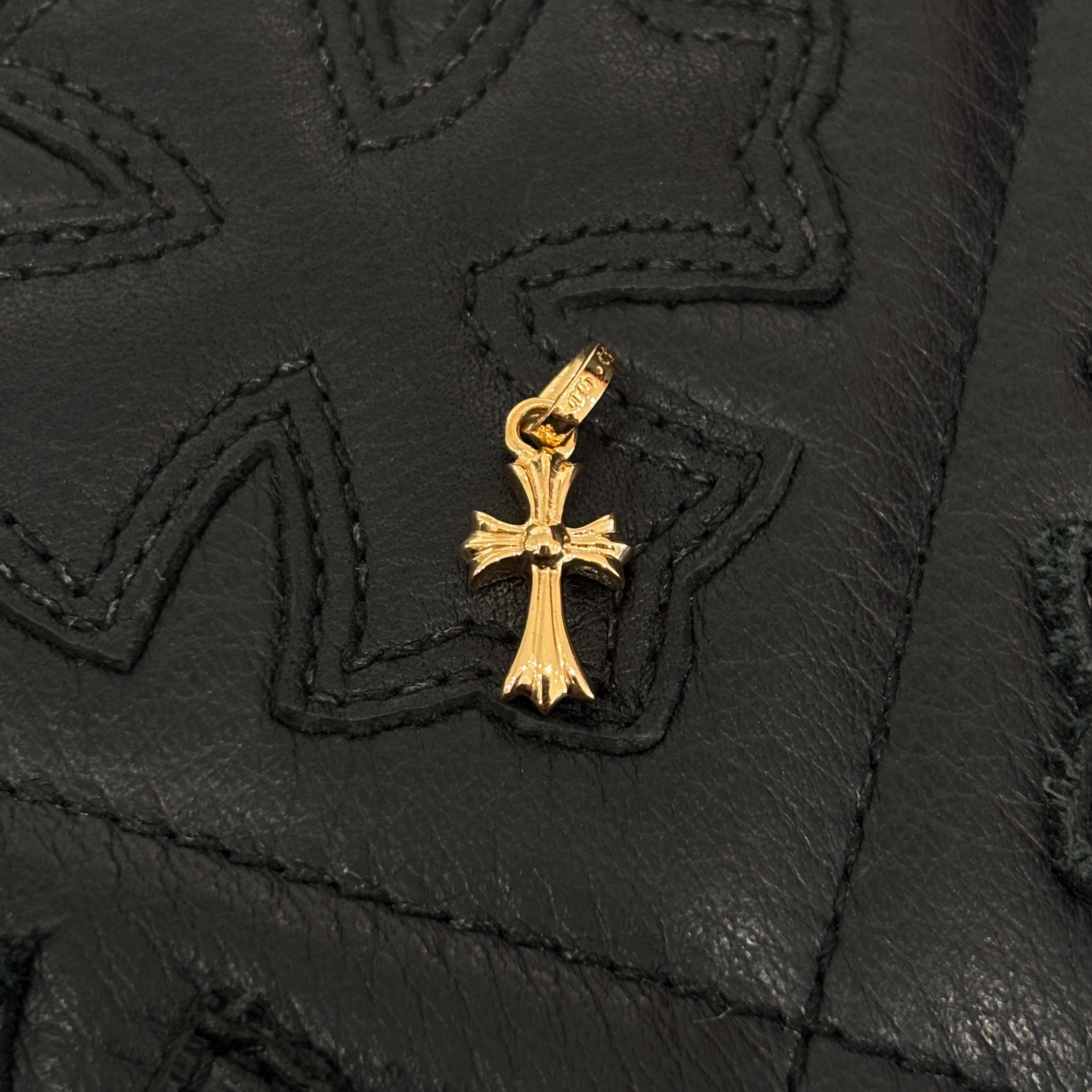 CHROME HEARTS 22K Baby Fat Cross Pave Blue Sapphire Pendant Top クロムハーツ 22K ベイビーファット クロス パヴェ ブルーサファイヤ ペンダントトップ