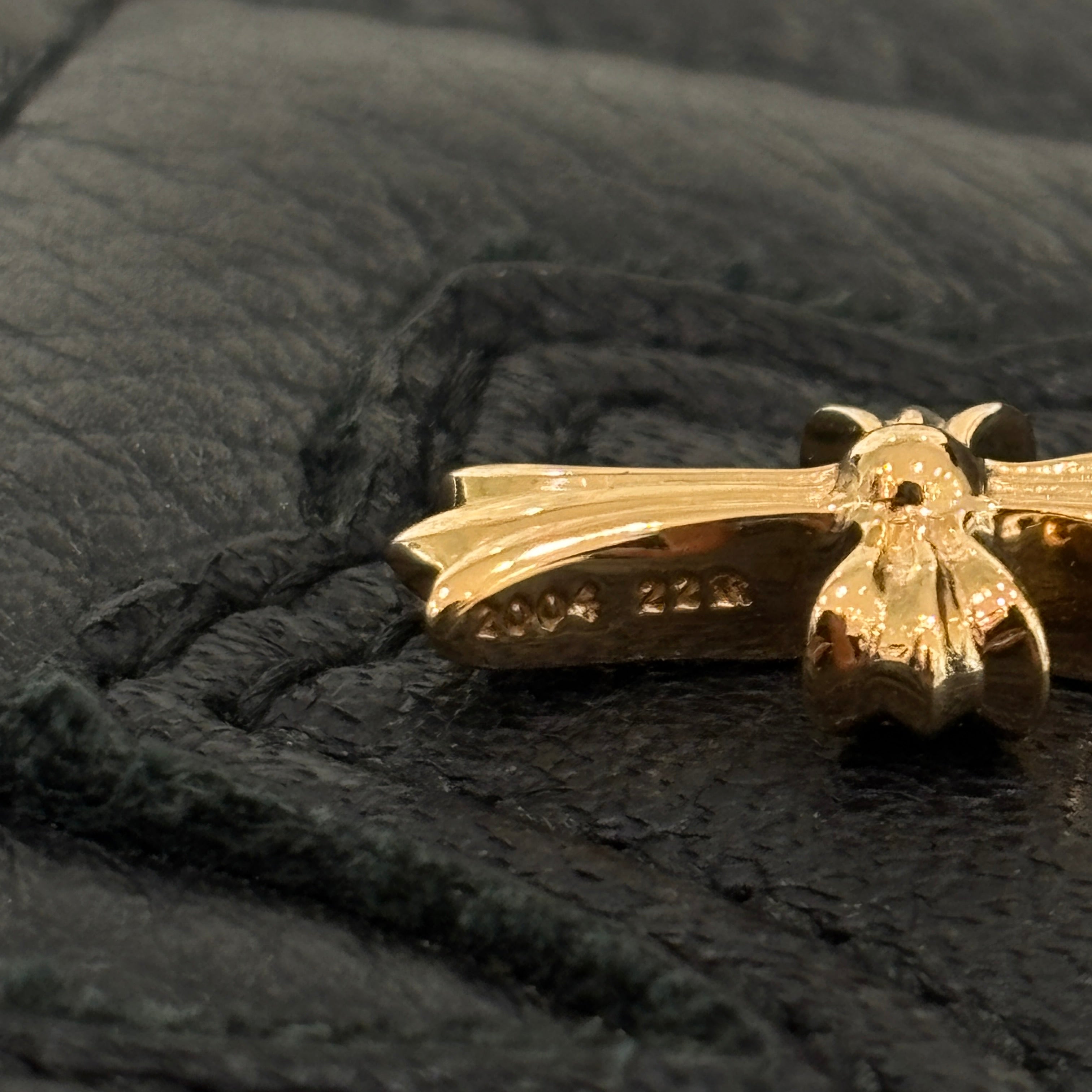 CHROME HEARTS 22K Baby Fat Cross Pave Blue Sapphire Pendant Top クロムハーツ 22K ベイビーファット クロス パヴェ ブルーサファイヤ ペンダントトップ