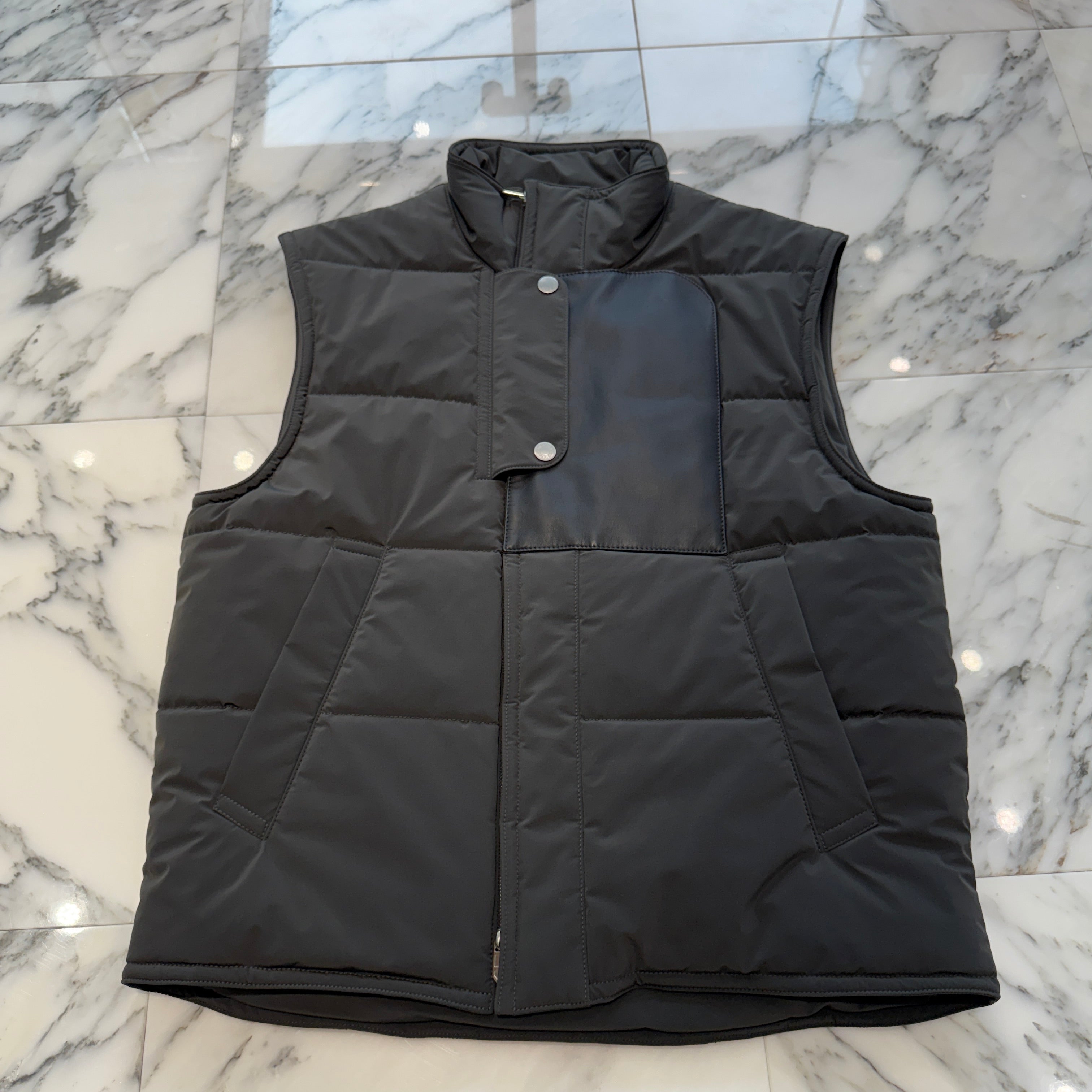 HERMES 2025AW Leather Mix Quilted Vest H462840HK Size 52 エルメス レザーミックス キルティングベスト サイズ52