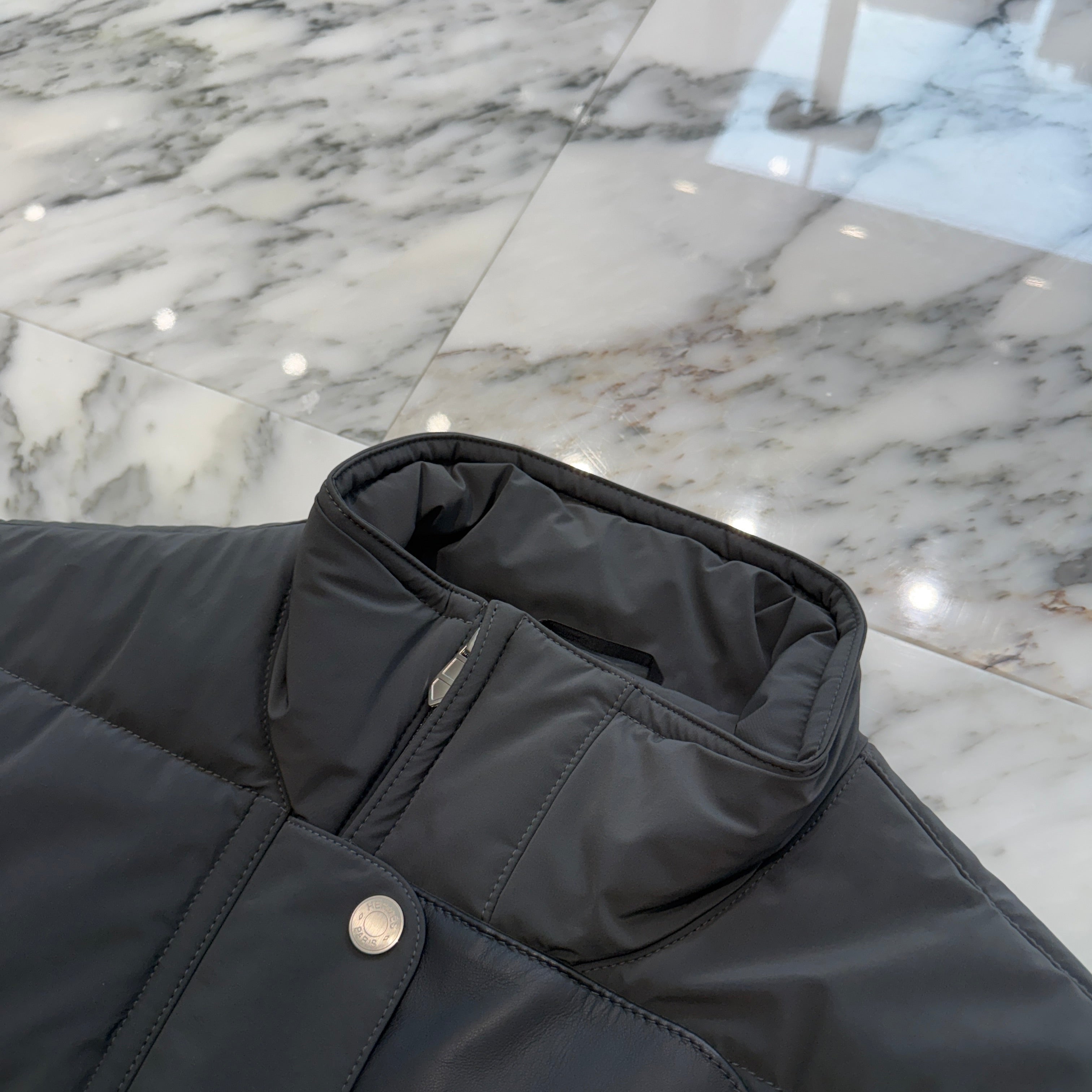 HERMES 2025AW Leather Mix Quilted Vest H462840HK Size 52 エルメス レザーミックス キルティングベスト サイズ52