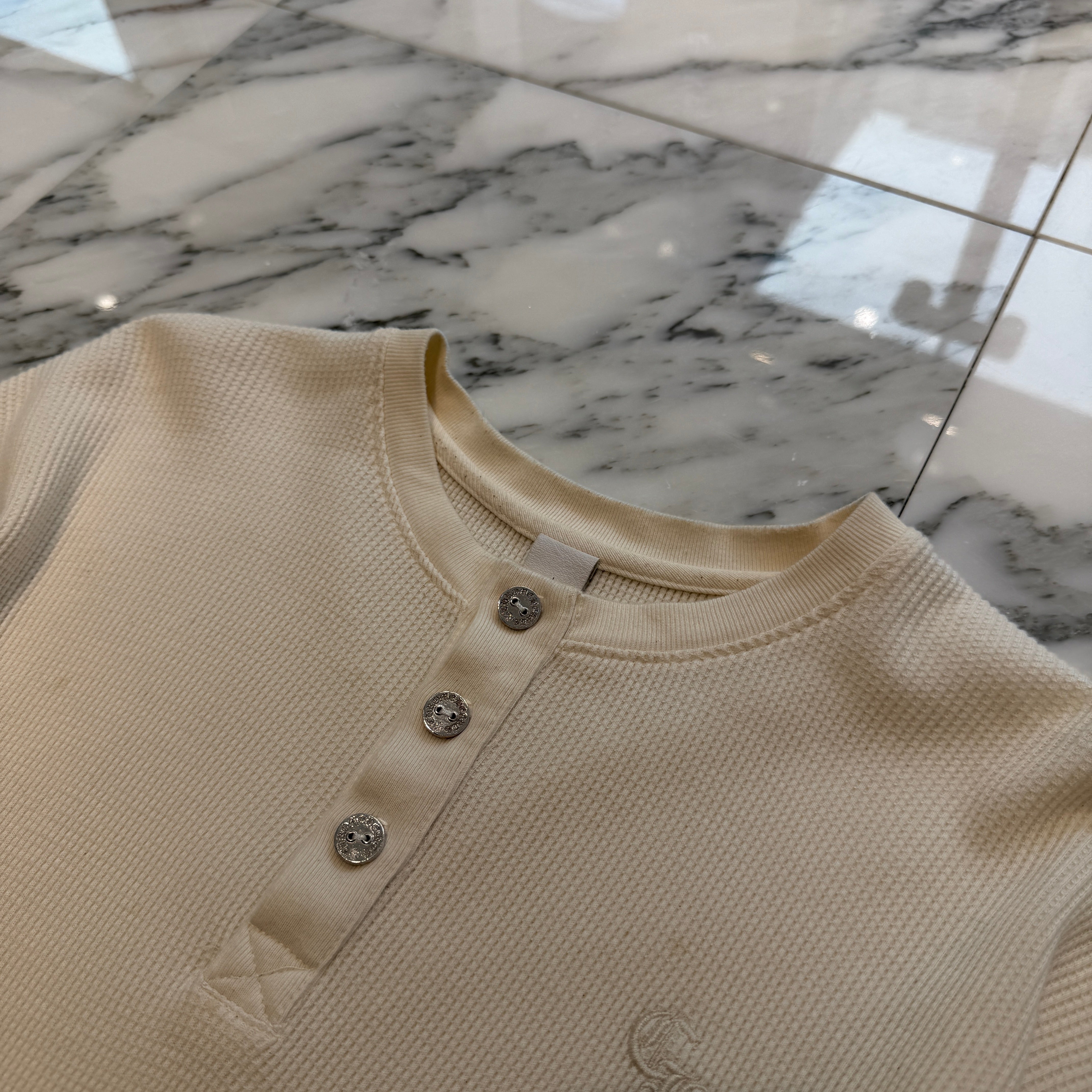 CHROME HEARTS Y NOT CH Embroidery Henry Neck Long Sleeve Tee Size