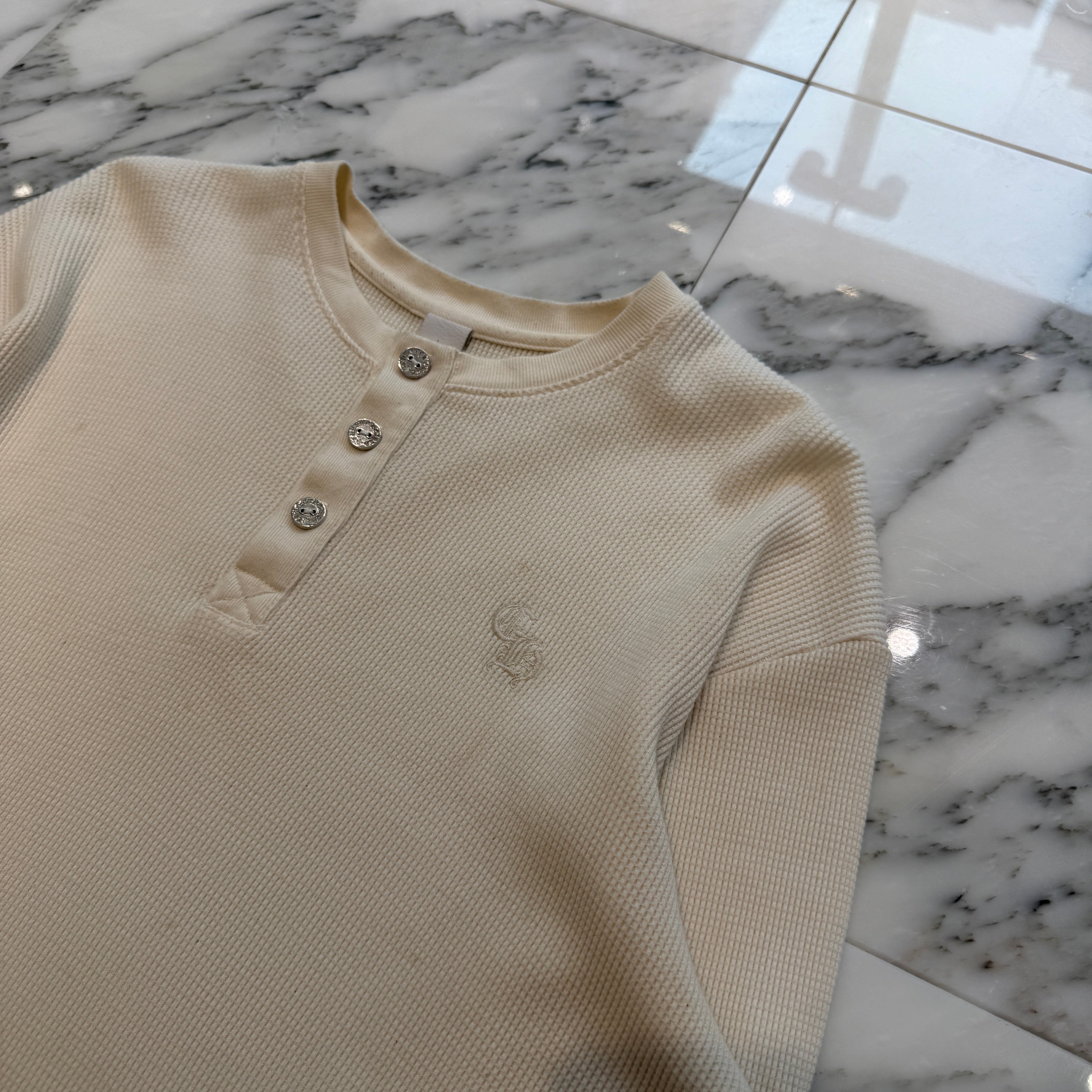 CHROME HEARTS Y NOT CH Embroidery Henry Neck Long Sleeve Tee Size L クロムハーツ ワイノット CH刺繍 ヘンリーネック ロングスリーブTシャツ サイズL