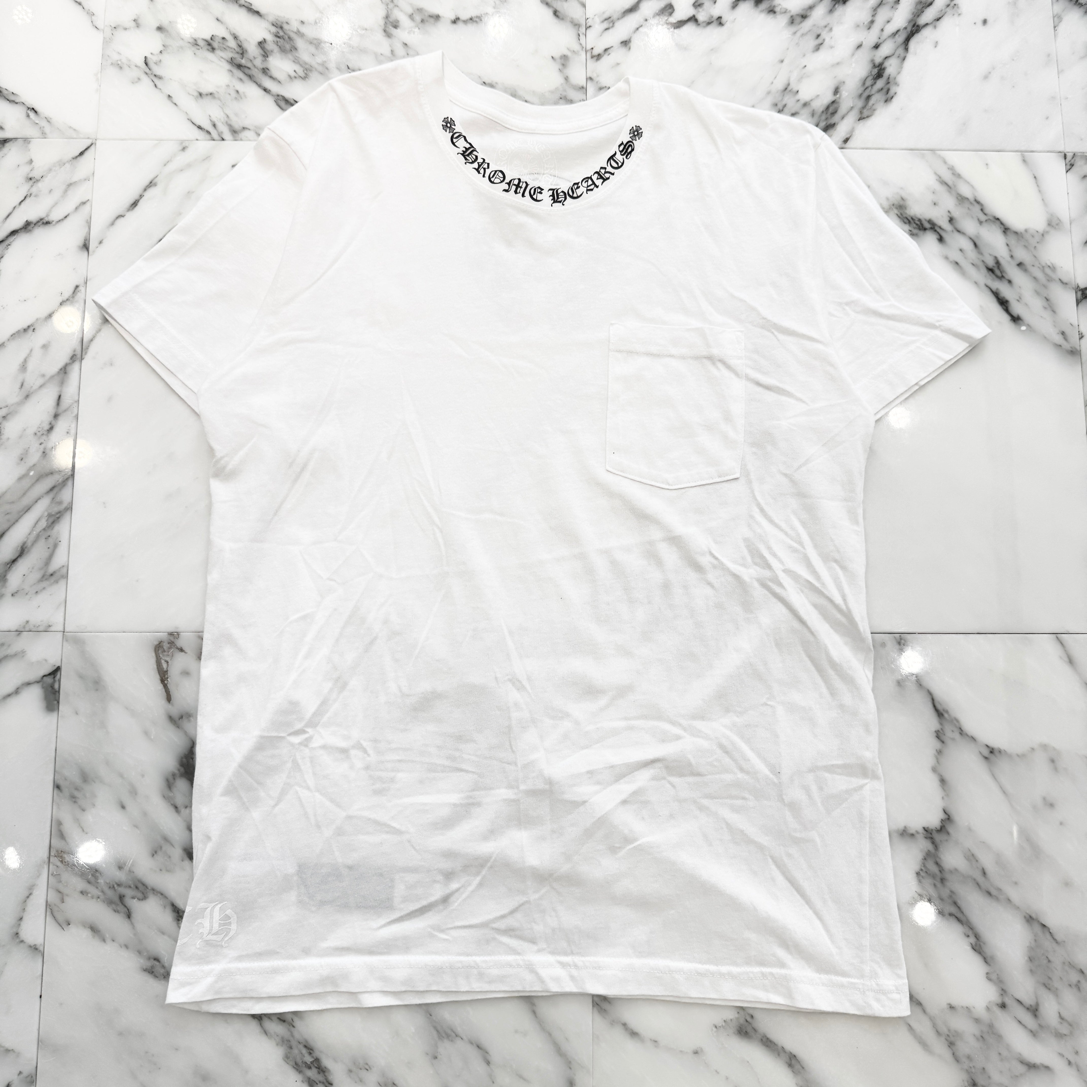 CHROME HEARTS Neck Logo Back Horseshoe Tee Size L クロムハーツ ネックロゴバックホースシューTシャツ サイズＬ