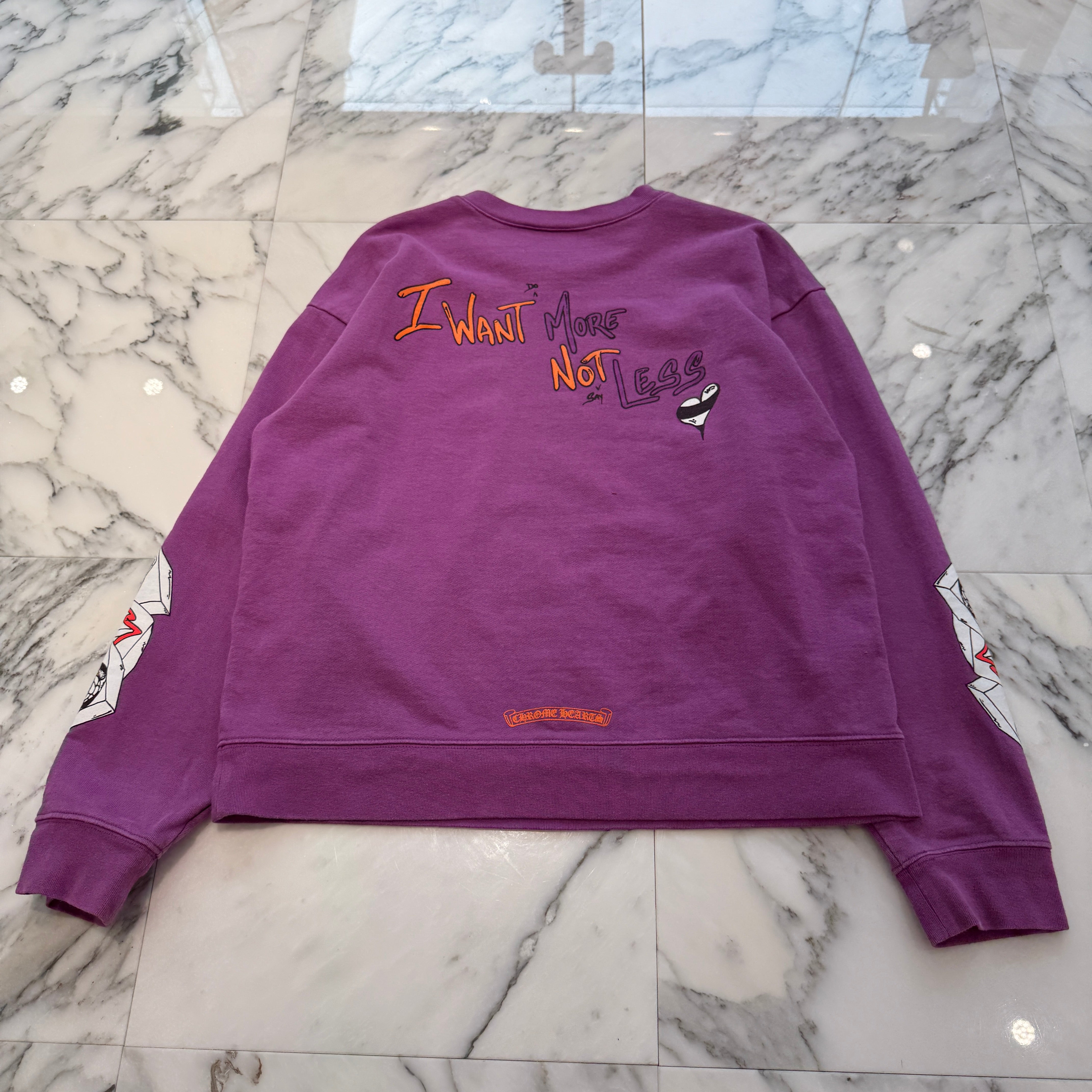 CHROME HEARTS × MATTY BOY 2024AW "I WANT MORE NOT LESS" Crew Neck Sweat Shirt Size L クロムハーツ × マッティボーイ "アイウォントモアノットレス" クルーネックスウェットシャツ サイズL