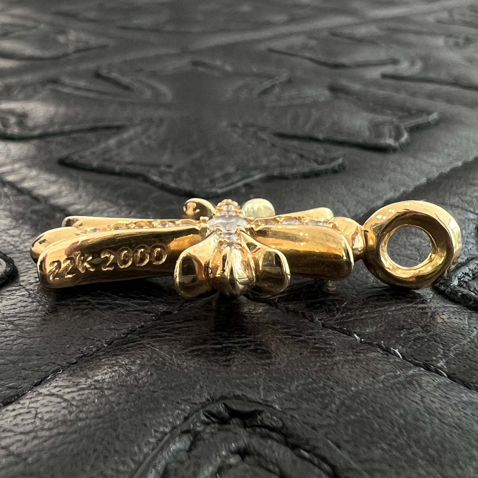 CHROME HEARTS 22K Tiny Fat Cross Pave Diamond Pendant Top クロムハーツ 22K タイニーファットクロス パヴェダイヤモンド ペンダントトップ