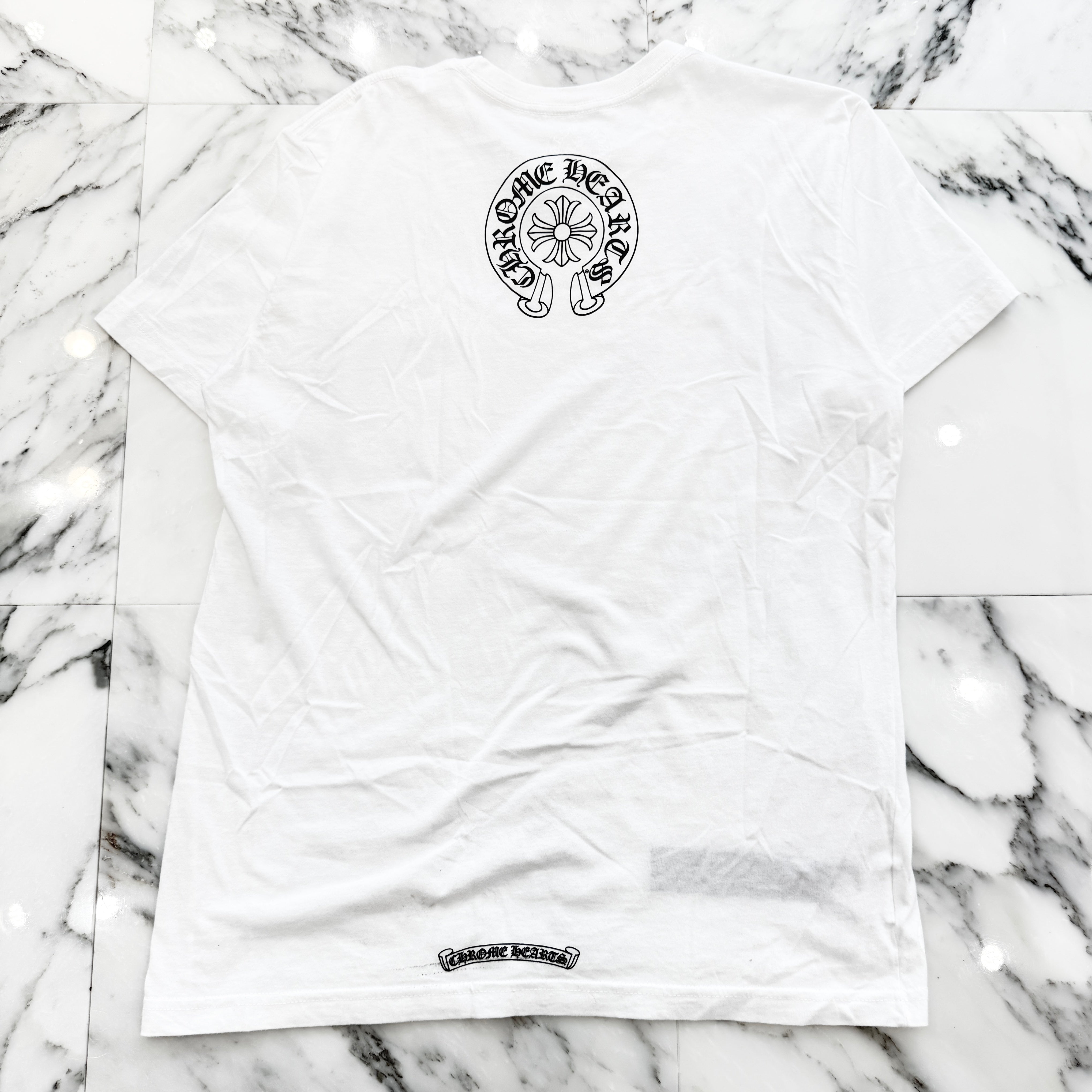 CHROME HEARTS Neck Logo Back Horseshoe Tee Size L クロムハーツ ネックロゴバックホースシューTシャツ サイズＬ