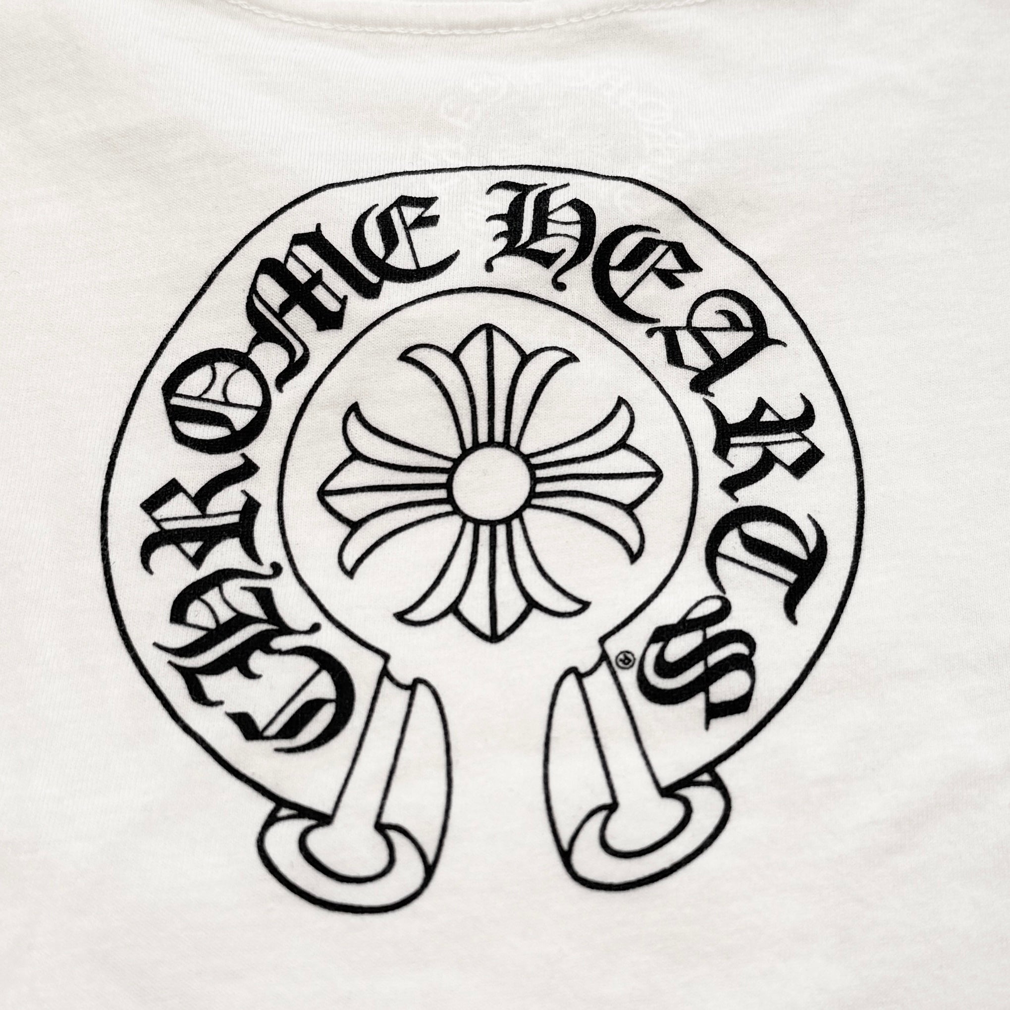 CHROME HEARTS Neck Logo Back Horseshoe Tee Size L クロムハーツ ネックロゴバックホースシューTシャツ サイズＬ