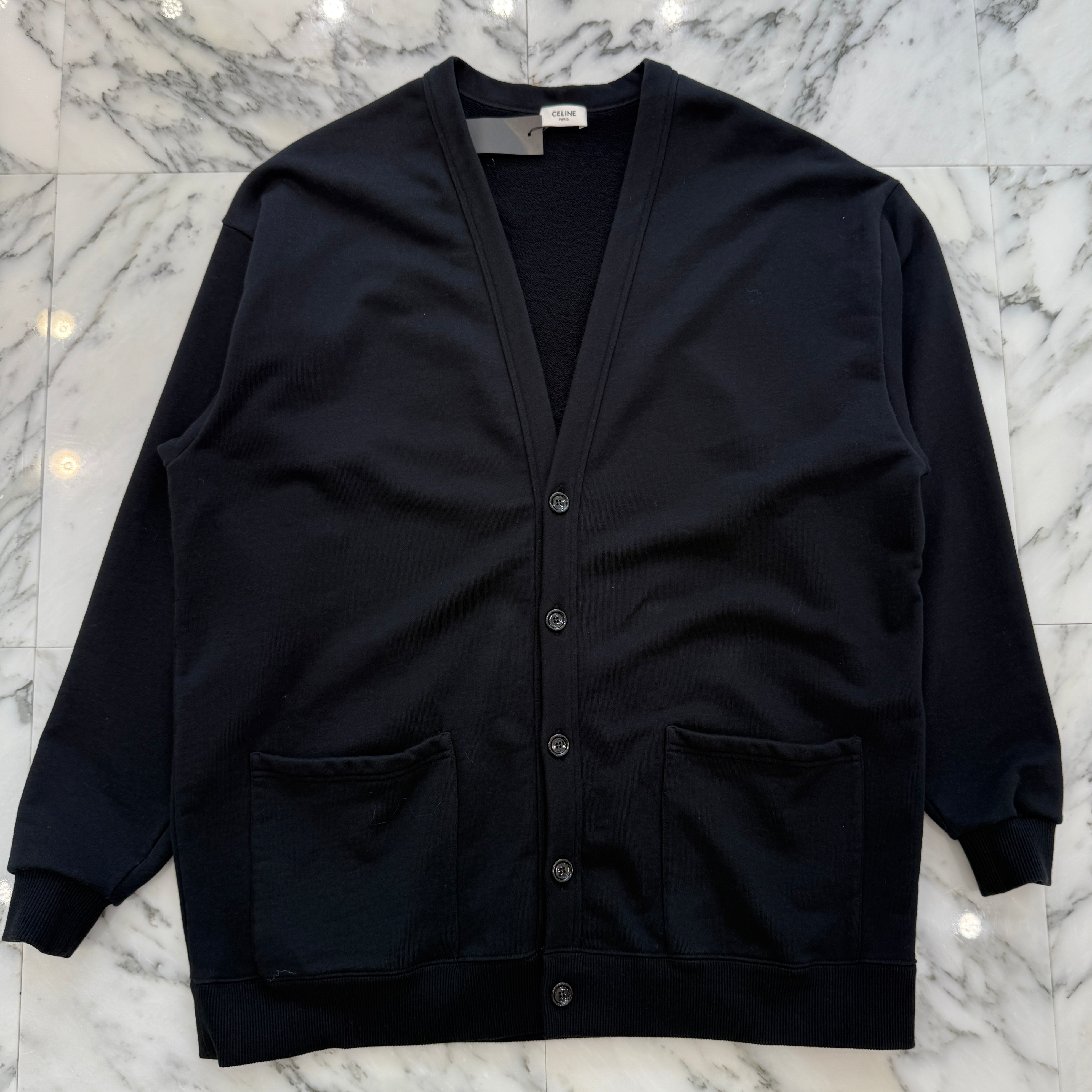 CELINE 2022SS Back Logo Print Cotton Fleece Cardigan 2Y672670Q Size XS セリーヌ バックロゴプリント コットンフリースカーディガン サイズXS