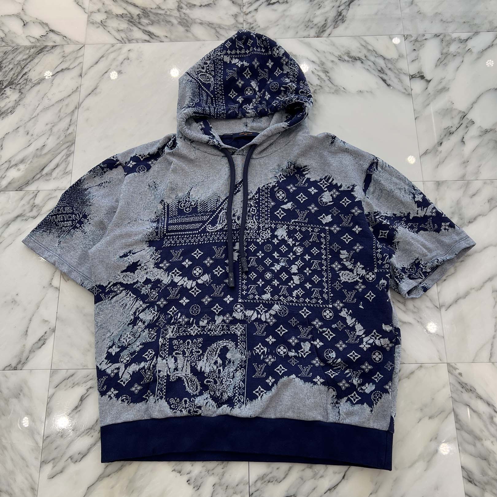 LOUIS VUITTON 2022AW Monogram Bandana Short Sleeve Hoodie HNY28W Size 5L ルイヴィトン モノグラムバンダナショートスリーブフーディー サイズ5L