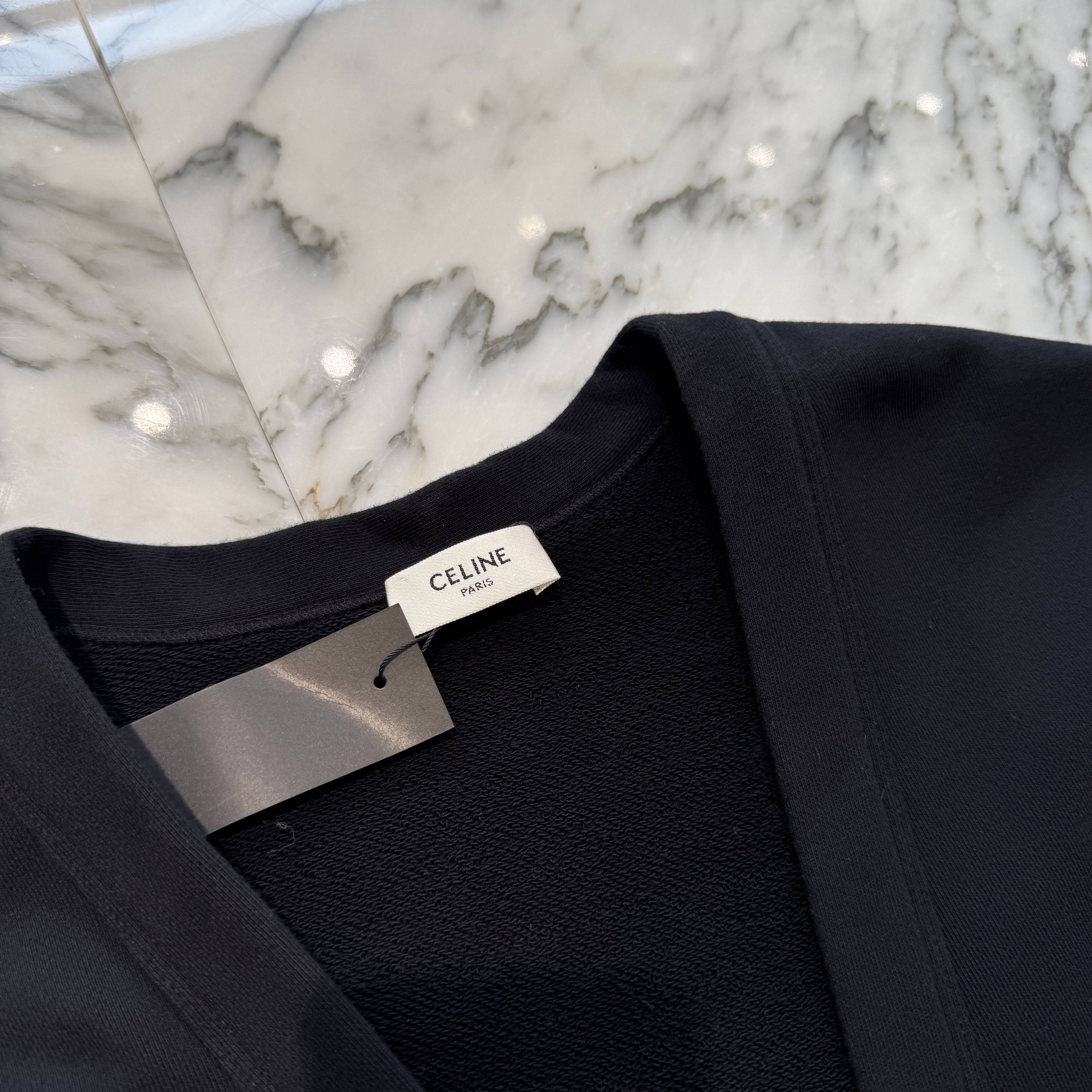 CELINE 2022SS Back Logo Print Cotton Fleece Cardigan 2Y672670Q Size XS セリーヌ バックロゴプリント コットンフリースカーディガン サイズXS