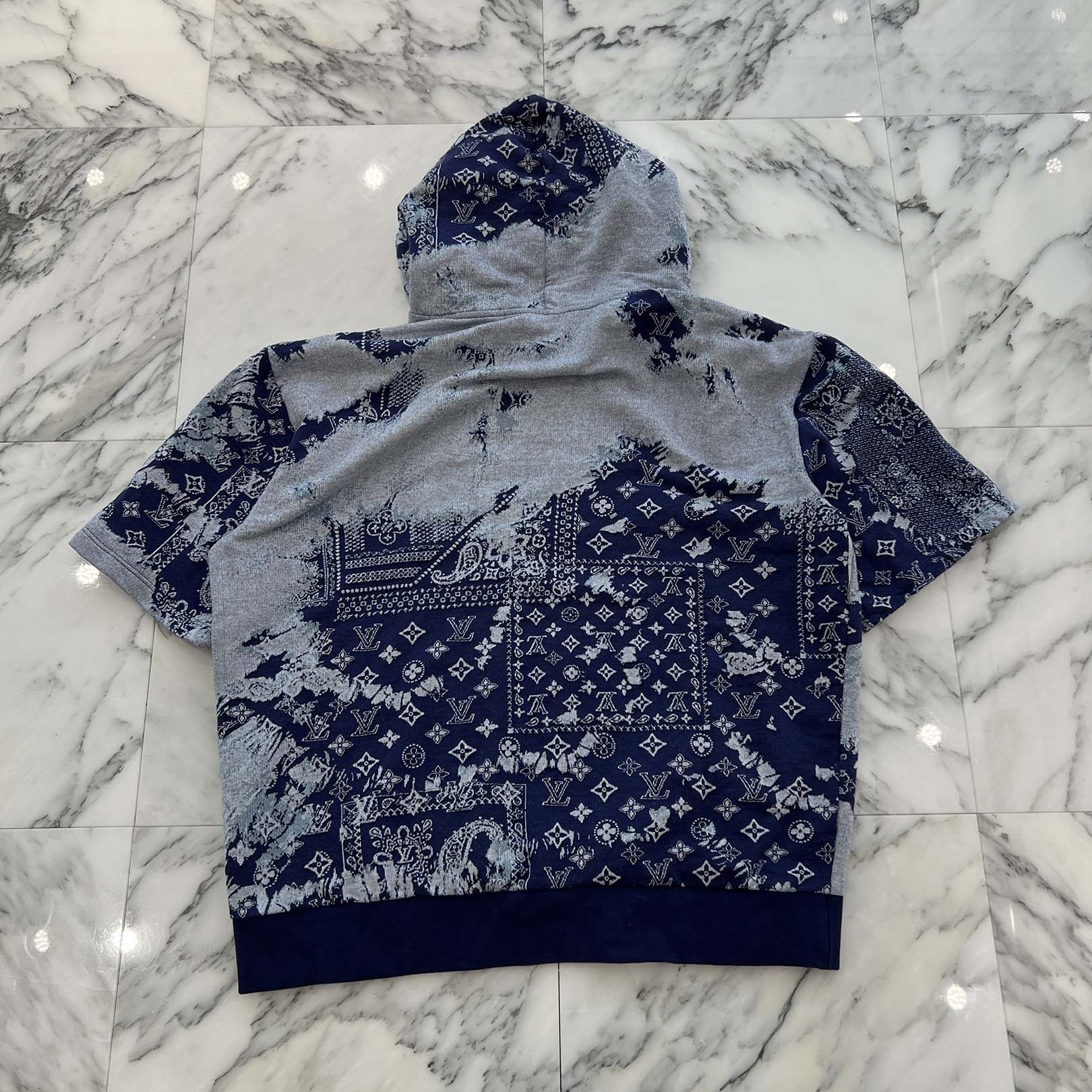 LOUIS VUITTON 2022AW Monogram Bandana Short Sleeve Hoodie HNY28W Size 5L ルイヴィトン モノグラムバンダナショートスリーブフーディー サイズ5L