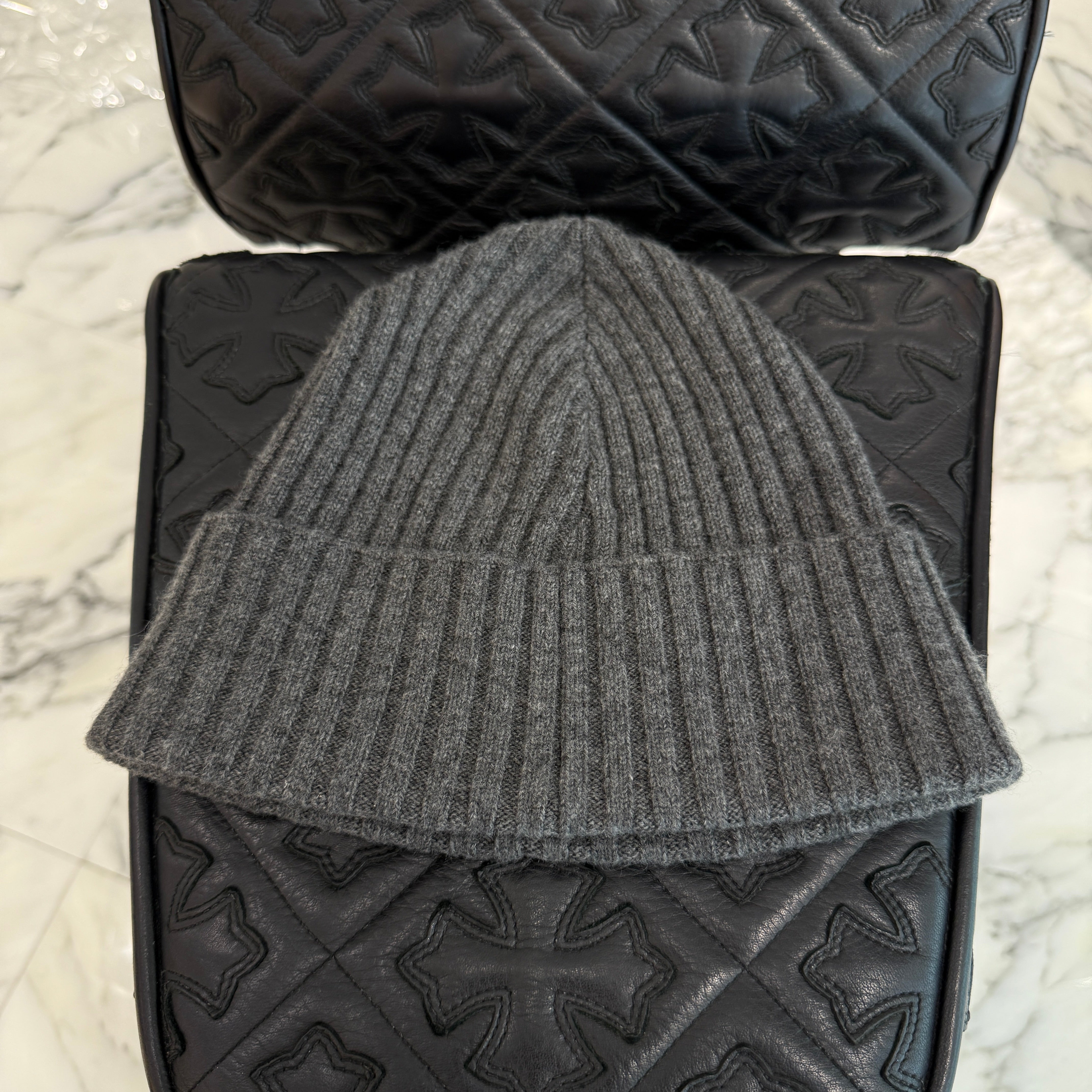 CHROME HEARTS Cashmere 1 Cross Leather Patch Beanie Size ONE SIZE（22cm） クロムハーツ カシミヤ 1 クロス レザーパッチ ビーニー サイズONE SIZE（22cm）
