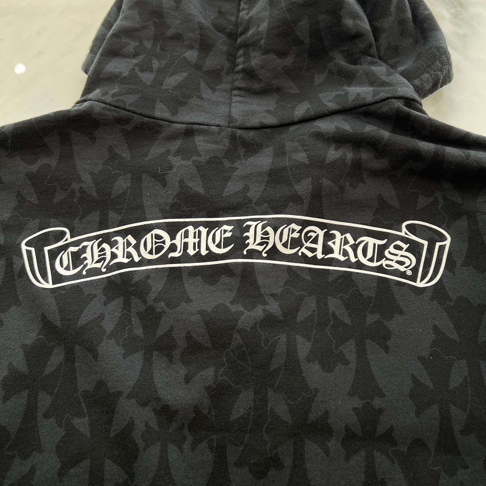 CHROME HEARTS 2024SS Graveyard Cemetery Cross Zip Up Hoodie Size L クロムハーツ グレイブヤード セメタリークロス ジップアップ フーディ 総柄 サイズL