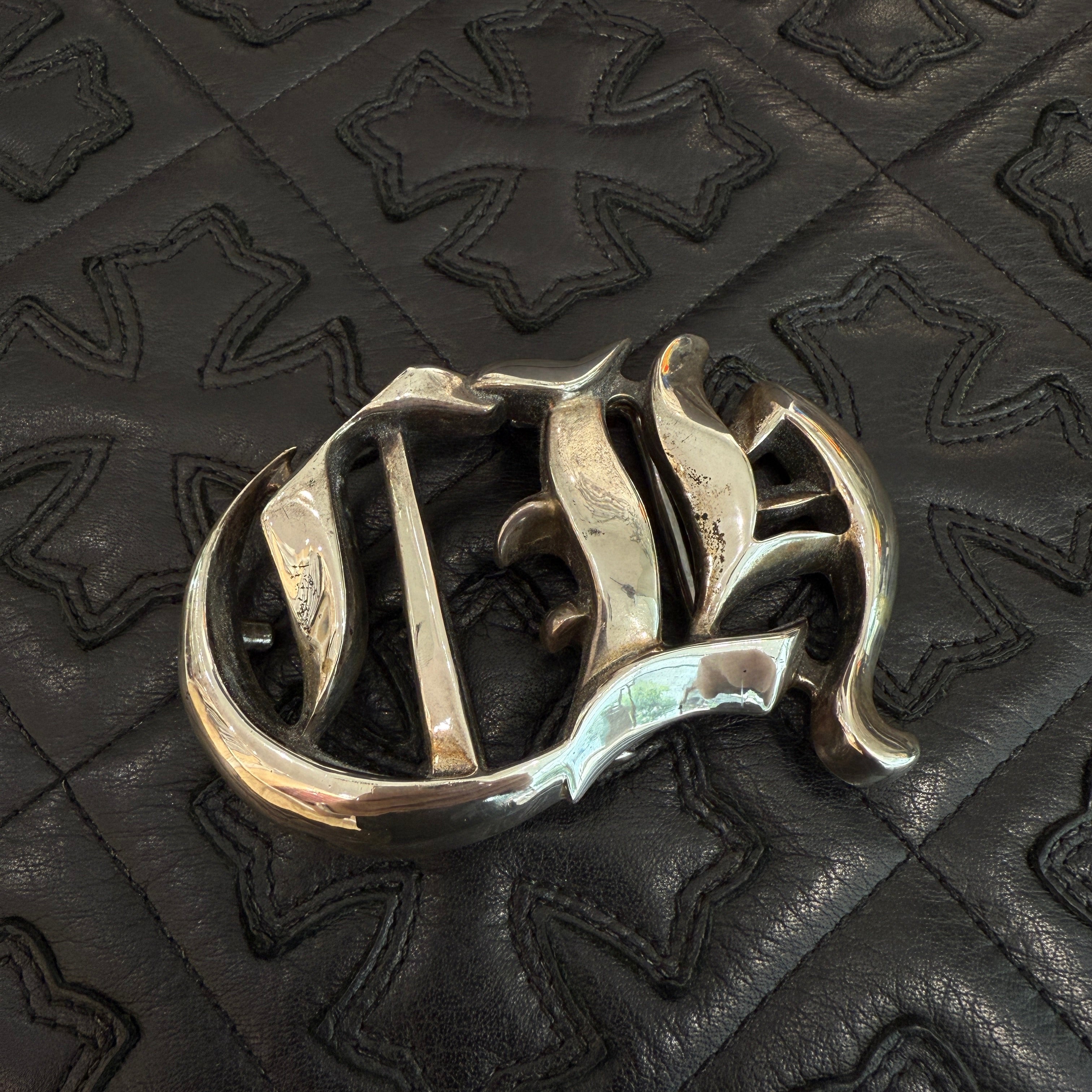 CHROME HEARTS PYRAMID PLS Camouflage Leather CH Buckle Belt Size 32 クロムハーツ ピラミッドプラス カモフラージュ レザー CHバックル ベルト サイズ32