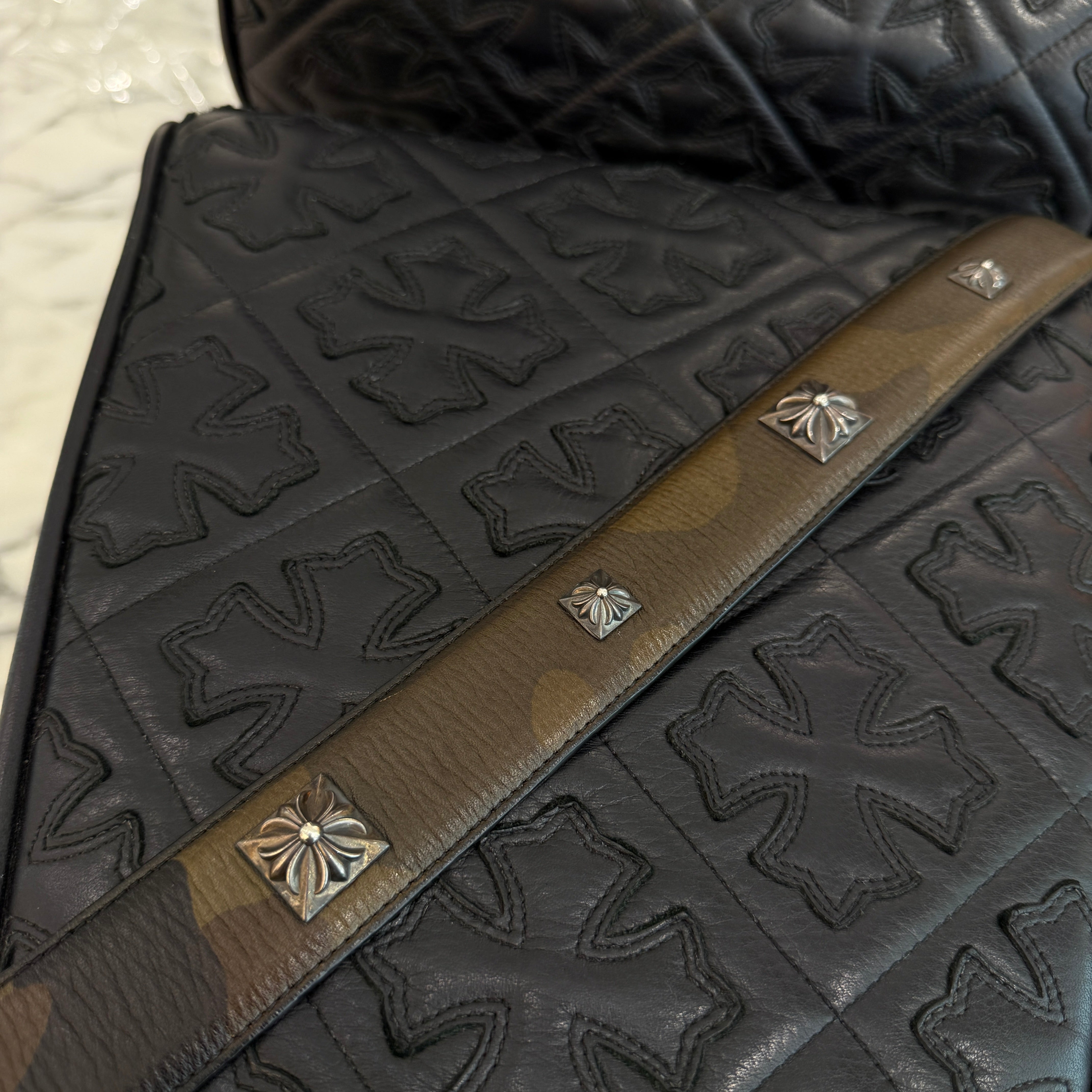 CHROME HEARTS PYRAMID PLS Camouflage Leather CH Buckle Belt Size 32 クロムハーツ ピラミッドプラス カモフラージュ レザー CHバックル ベルト サイズ32