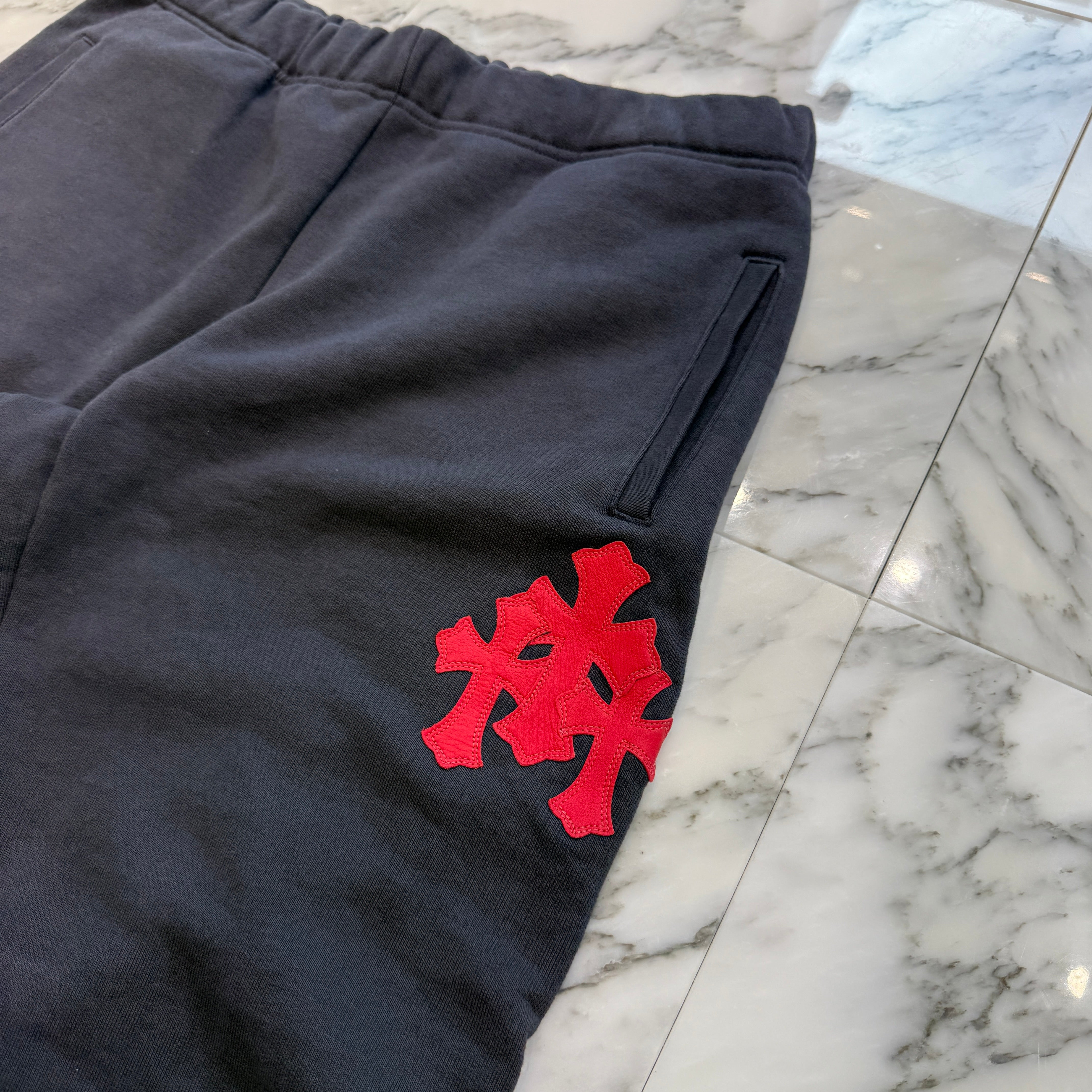 CHROME HEARTS Y NOT 3 Cemetery Cross Leather Patch Sweat Long