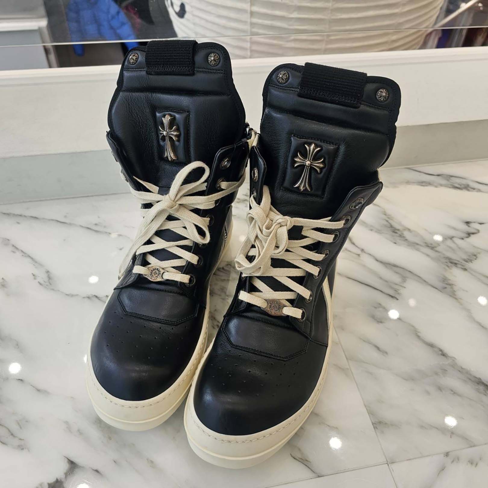 CHROME HEARTS × Rick Owens Geobasket Leather Sneakers Size 41 1/2 クロムハーツ×リックオーエンス ジオバスケット レザースニーカー サイズ41 1/2